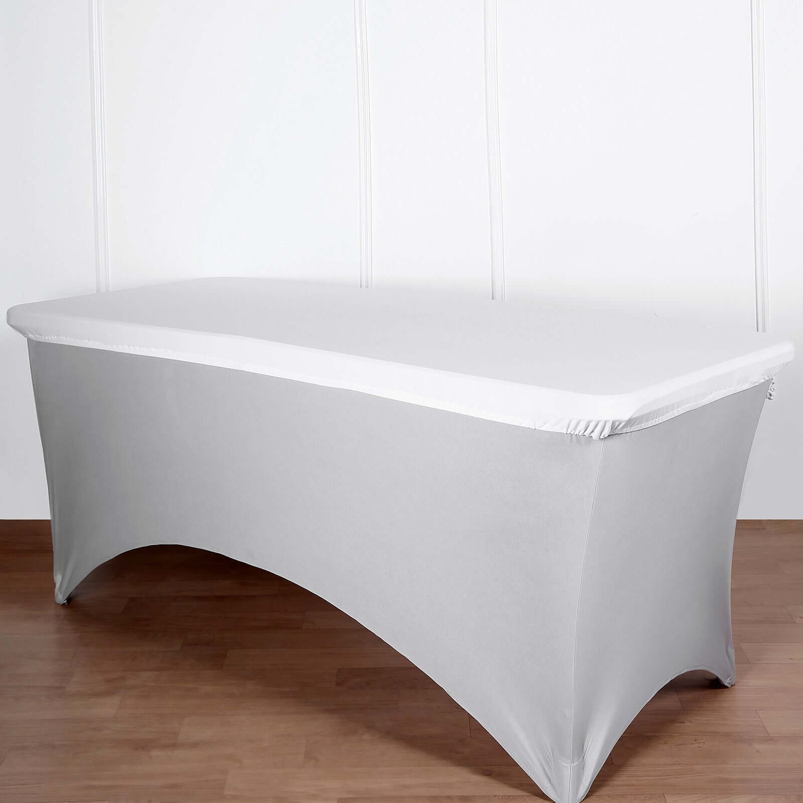 Stretch Spandex 72x30 Rectangle Tablecloth Top Cover White - Sleek & Durable Fitted Table Topper Cap
