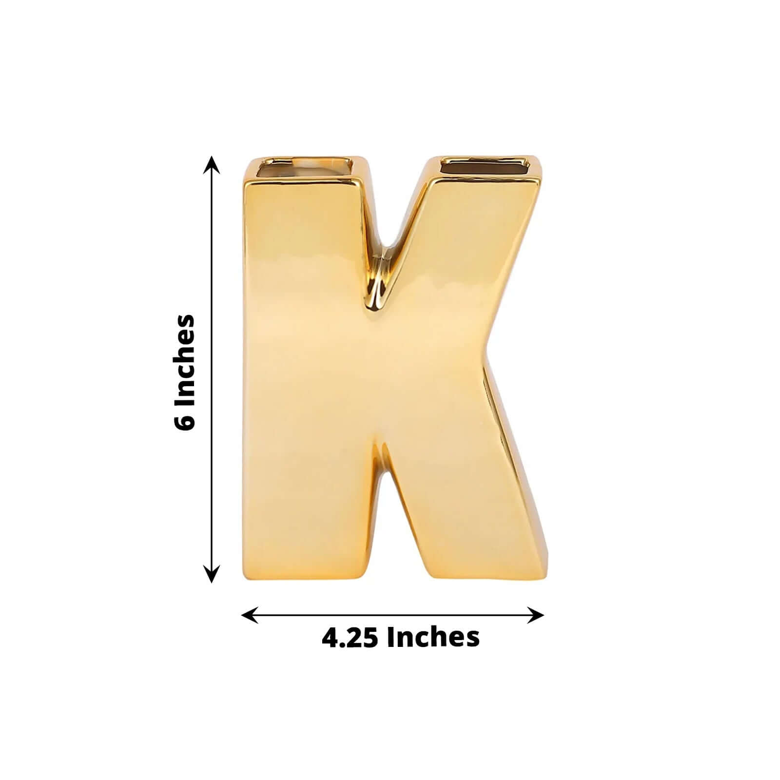 Shiny Ceramic Vase Letter K Gold Plated - Chic Bud Planter Pot for Events & Decor 6