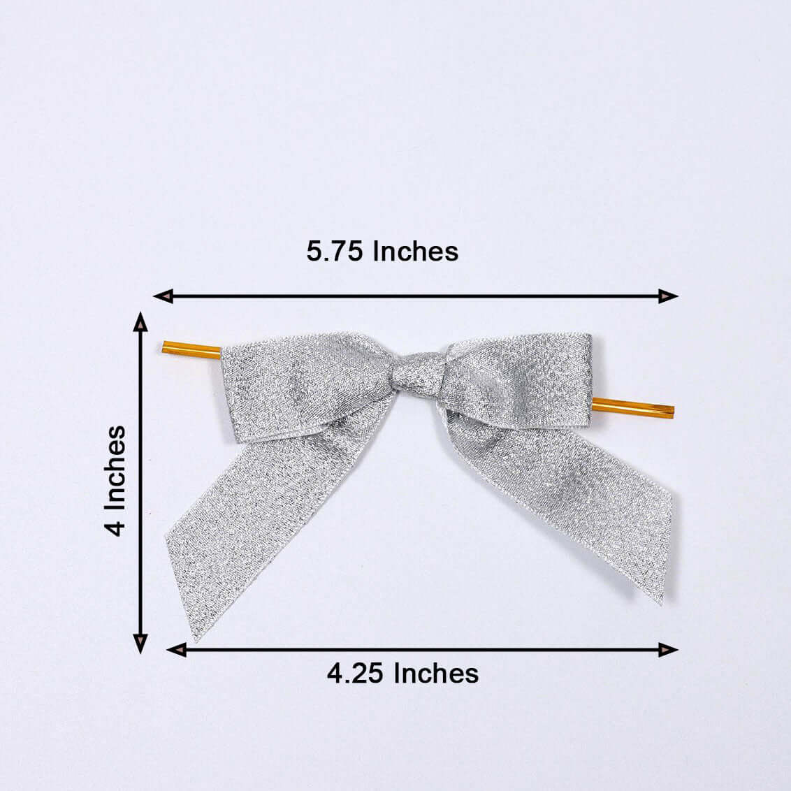 50 Pcs 4 Nylon Ribbon Bows With Twist Ties, Gift Basket Party Favor Bags Decor - Silver Glitter Design