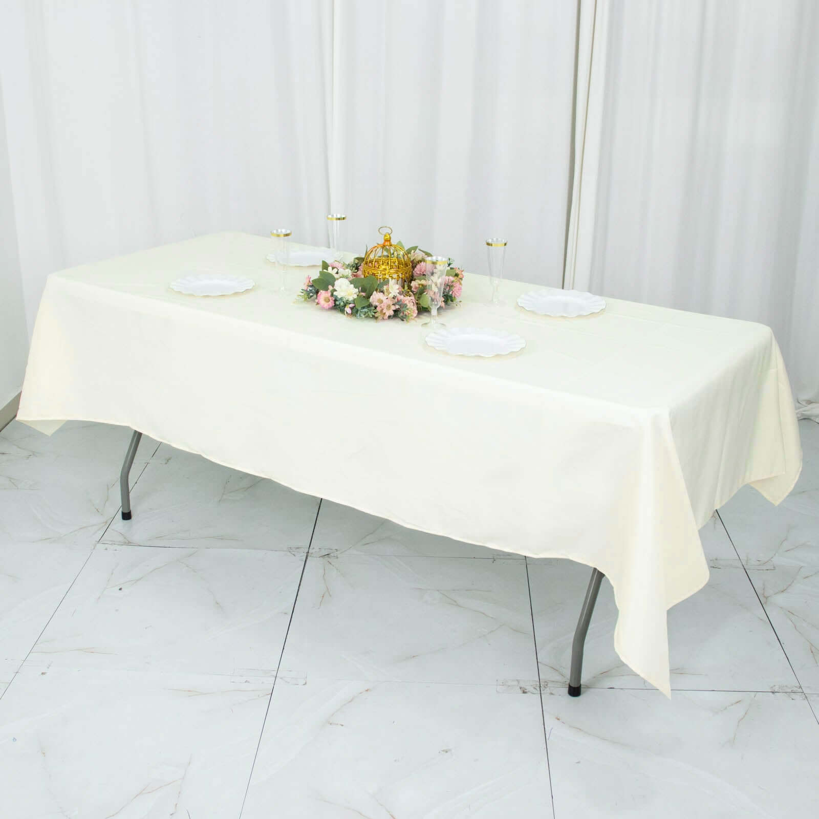 Premium Polyester 54x96 Rectangle Tablecloth Ivory - Durable 220GSM Stain-Resistant Fabric Table Cover