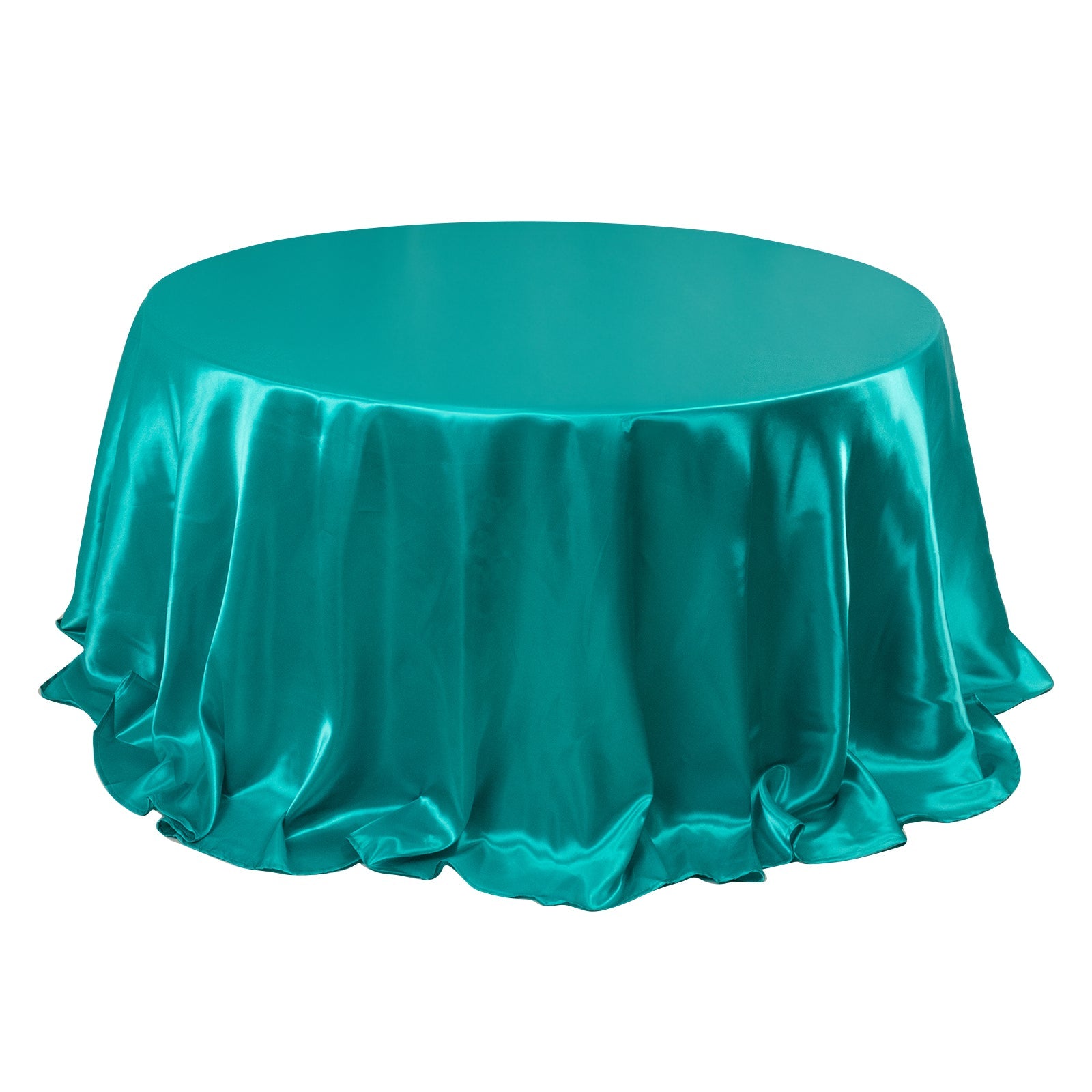 Satin 132 Round Tablecloth Turquoise - Stylish Seamless Table Cover