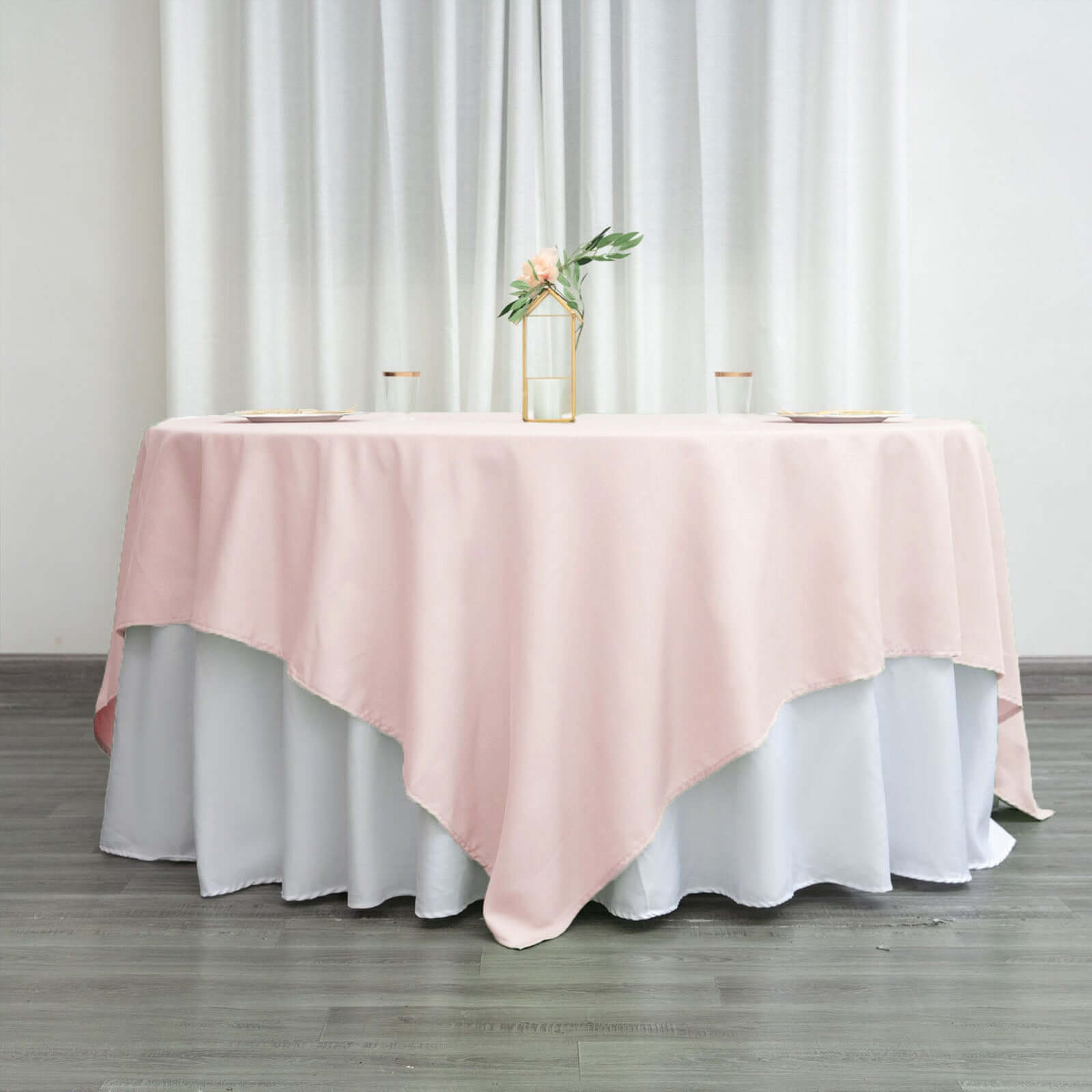 Polyester 90x90 Table Overlay Square Tablecloth Blush - Wrinkle-Resistant & Durable Table Cover