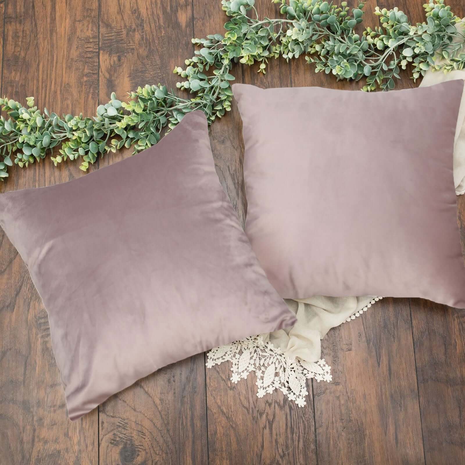 2 Pack 18 Mauve Soft Velvet Square Throw Pillow Cover