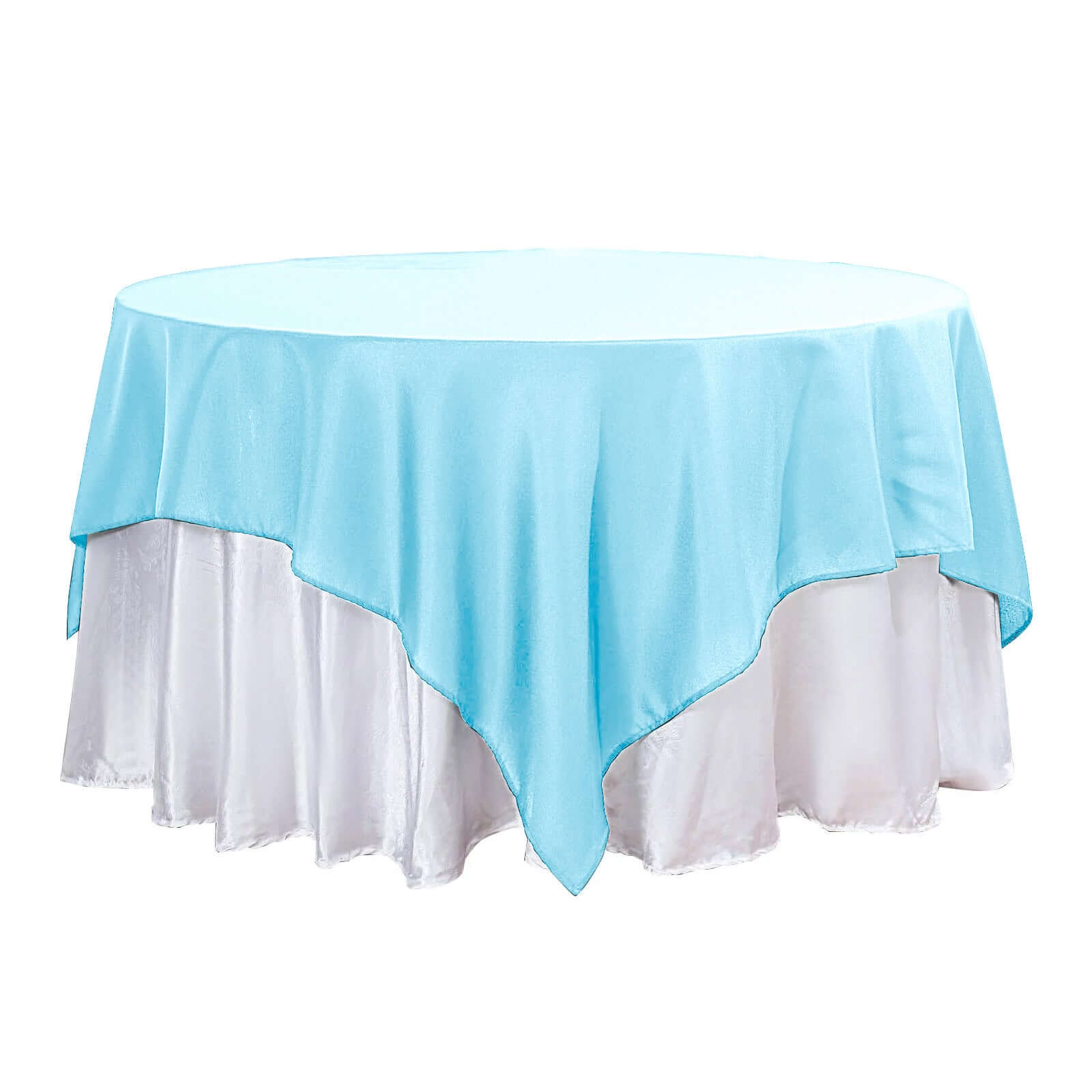 Polyester 90x90 Table Overlay Square Tablecloth Light Blue - Wrinkle-Resistant & Durable Table Cover