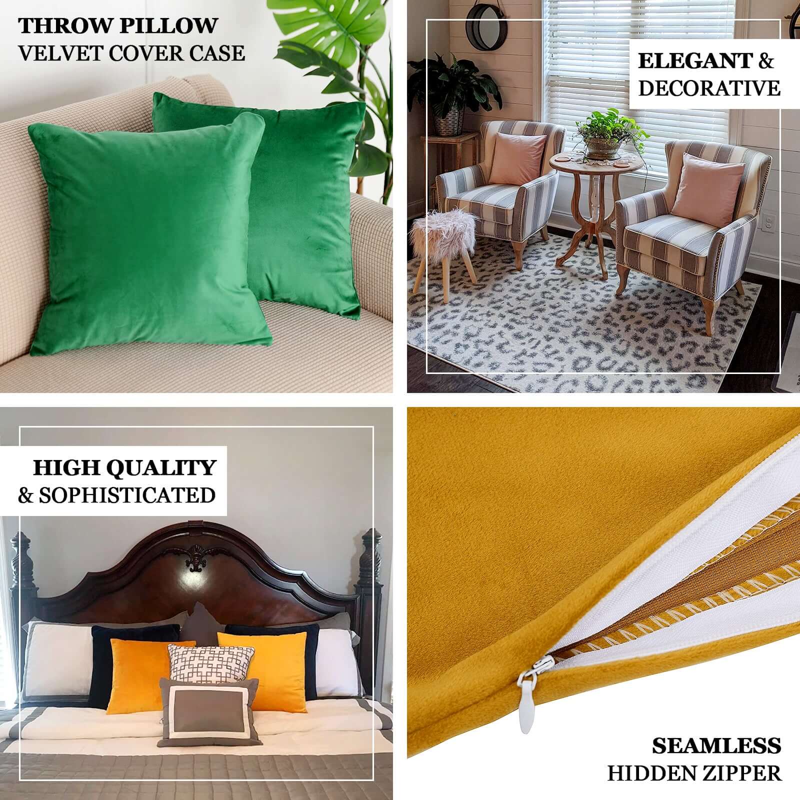 2 Pack 18 Gold Soft Velvet Square Throw Pillow Cover