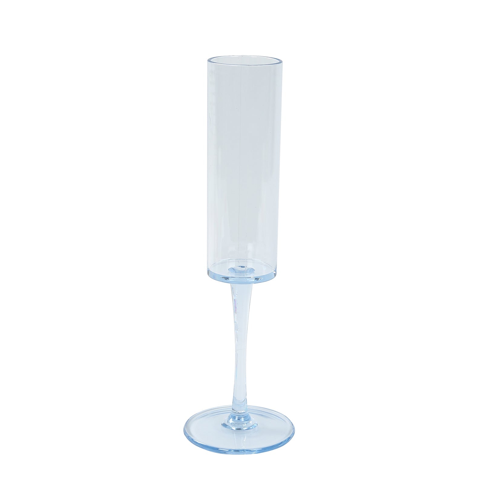 6-Pack Plastic Wine Mimosa Goblets Transparent Dusty Blue Cylindrical Shape - Reusable Champagne Flute Glasses 9.5 Tall 6oz