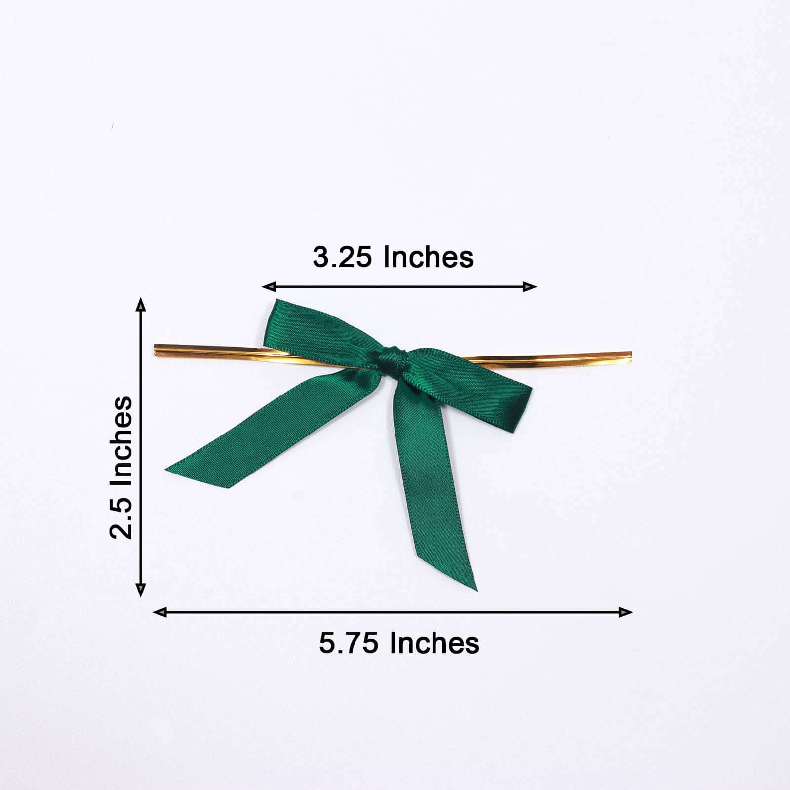 50 Pcs 3 Satin Ribbon Bows With Twist Ties, Gift Basket Party Favor Bags Decor - Hunter Emerald Green Classic Style