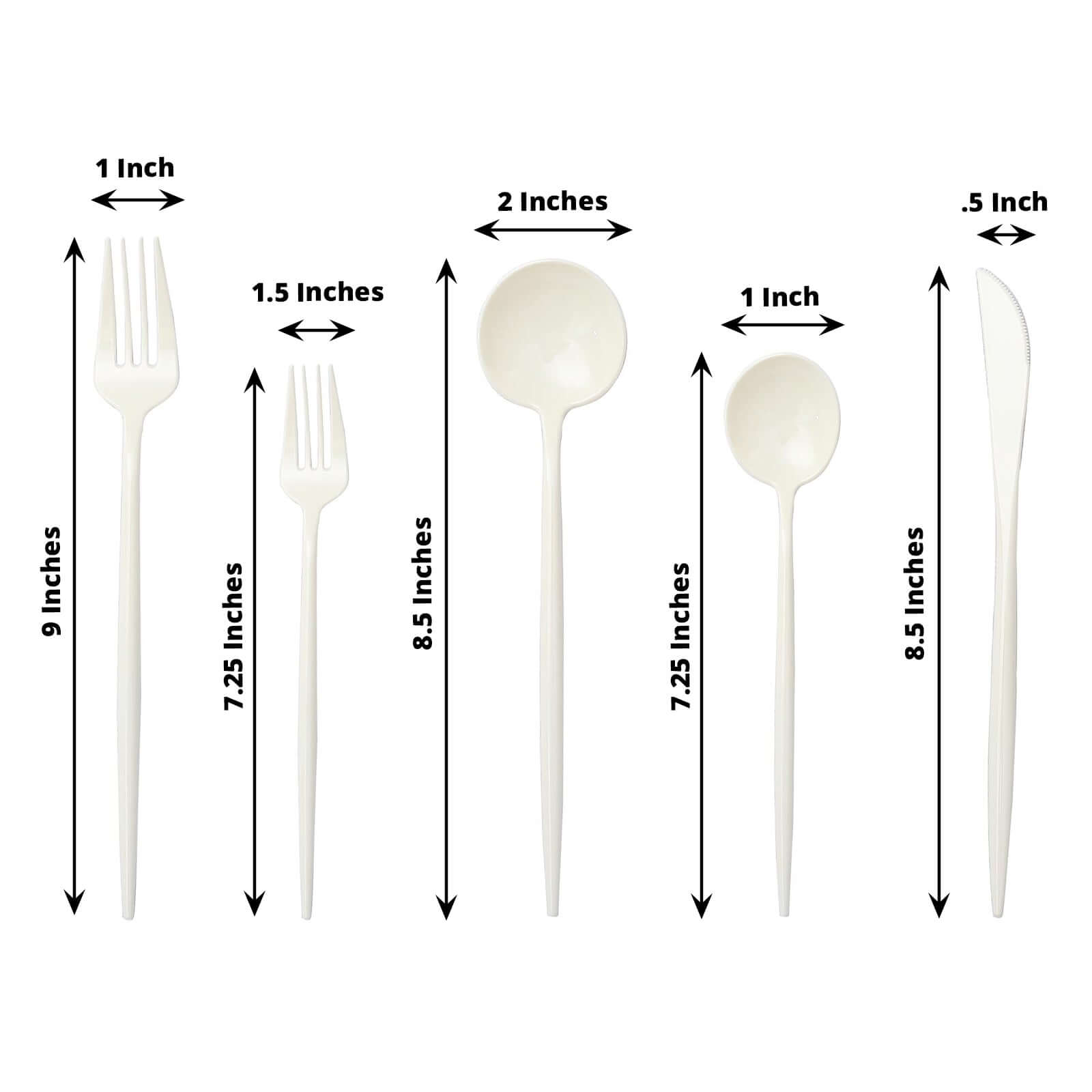 50-Pack Plastic Utensil Set Ivory - Premium Disposable Heavy Duty Sleek Flatware