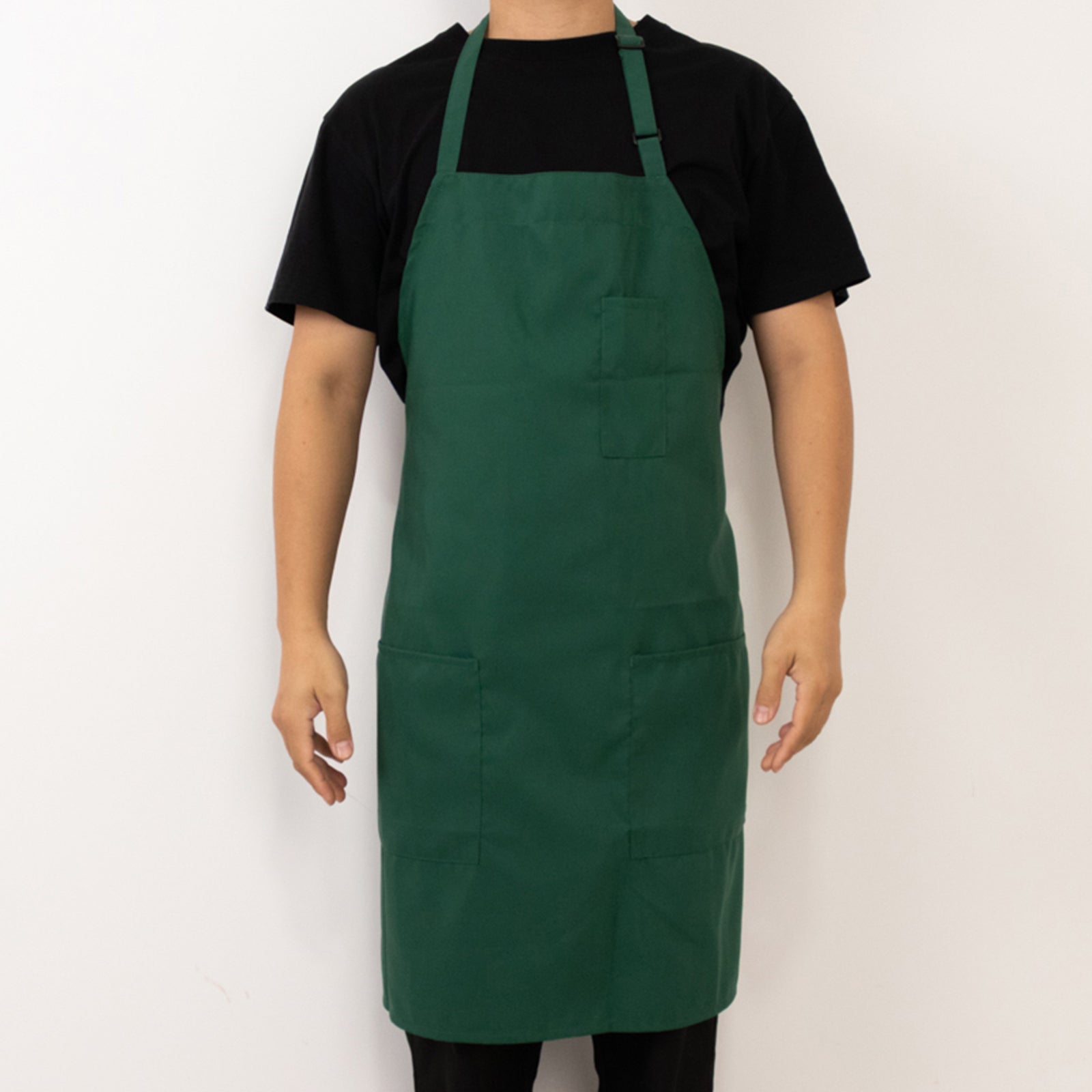 Hunter Emerald Green Premium Polyester Cooking Chef Apron with Adjustable Neck and Long Ties, Waterdrop Resistant 2 Pockets Unisex Kitchen Bib Apron