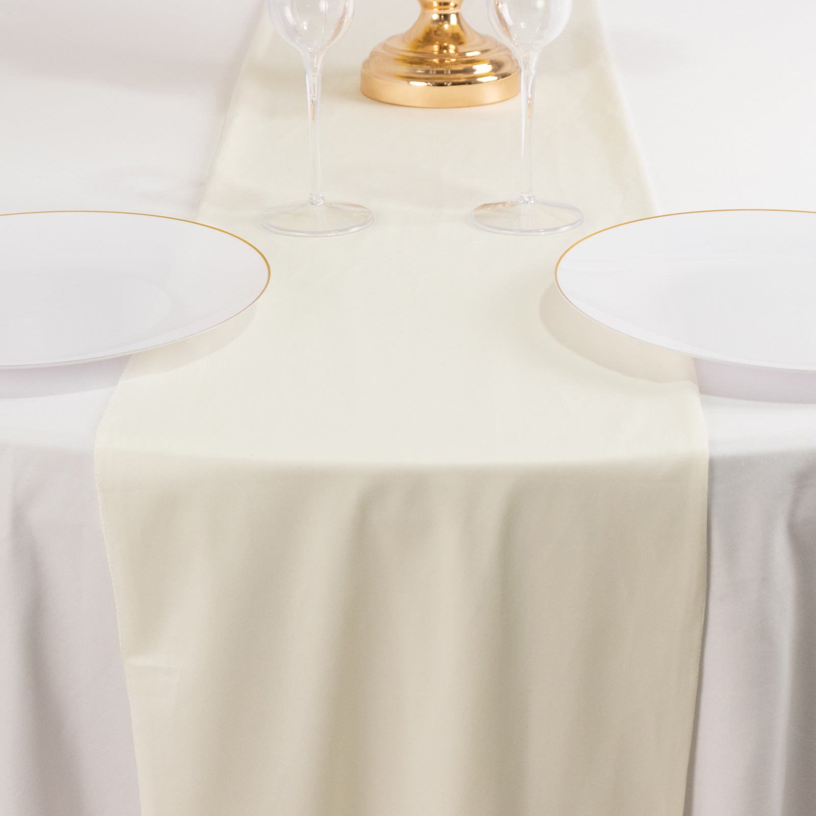 Premium Scuba Polyester 12x108 Table Runner Ivory - Wrinkle-Free Table Linen