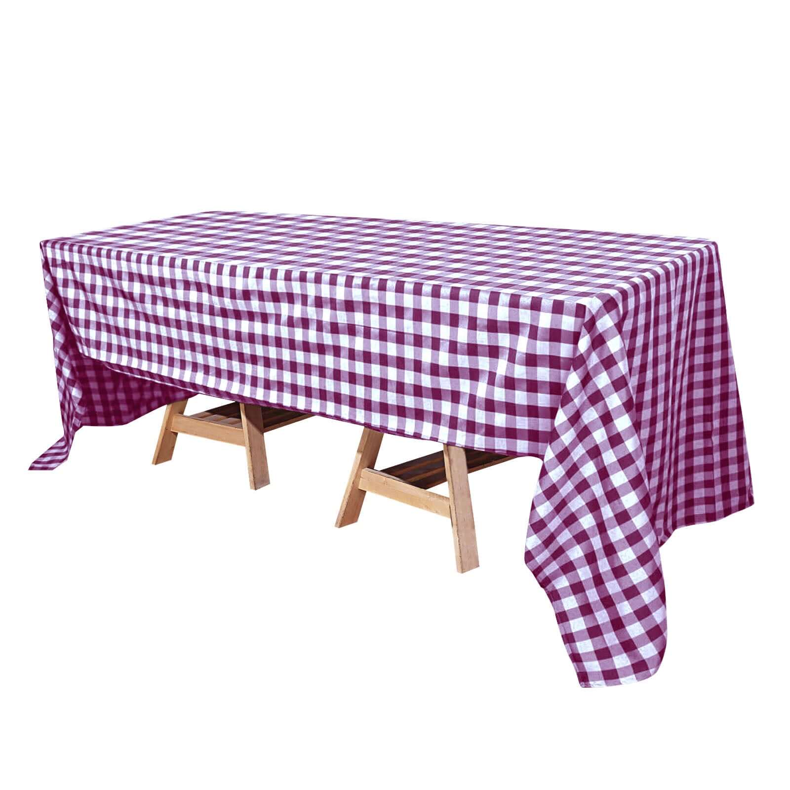 Polyester 60x126 Rectangle Tablecloth White/Burgundy - Buffalo Plaid Checkered Table Cover