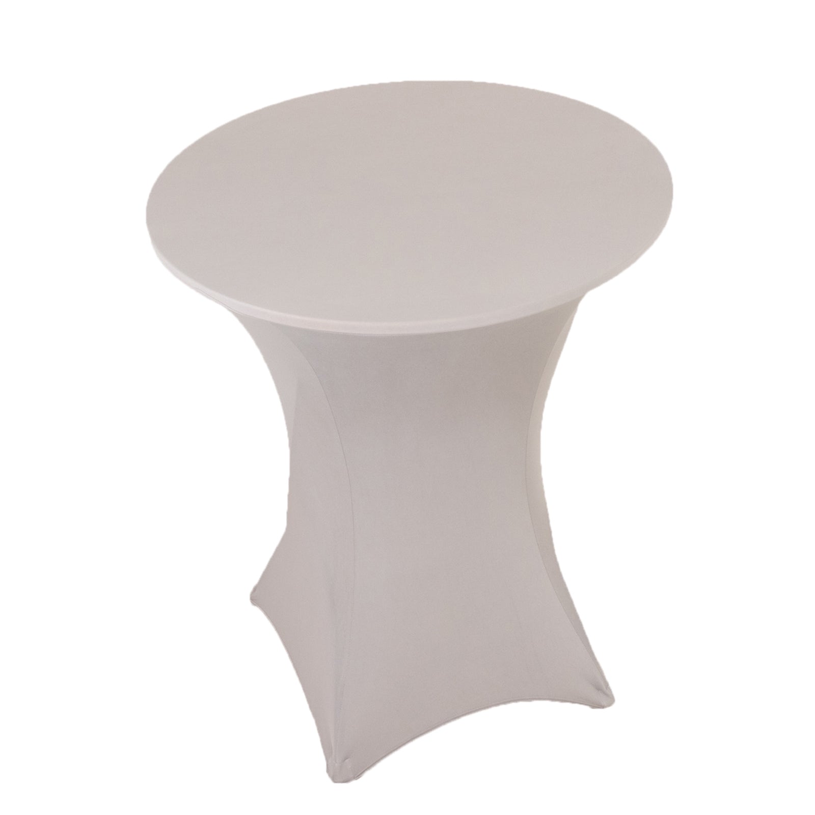 Spandex 33-36 Round Cocktail Table Cover Silver - Easy to Maintain Stretch Fitted Highboy Tablecloth