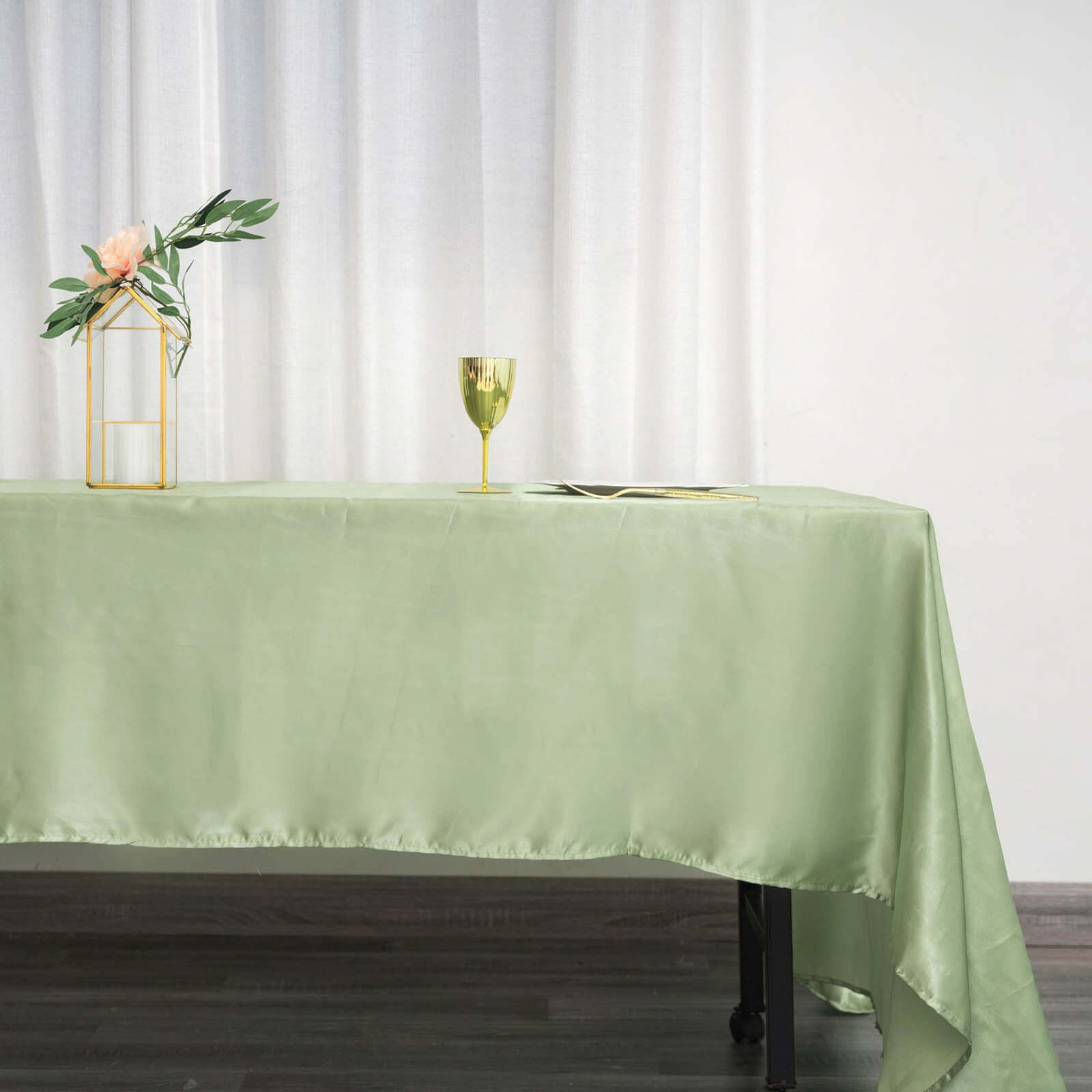 Satin Rectangular 60x126 Tablecloth Sage Green - Smooth and Lustrous Table Cover