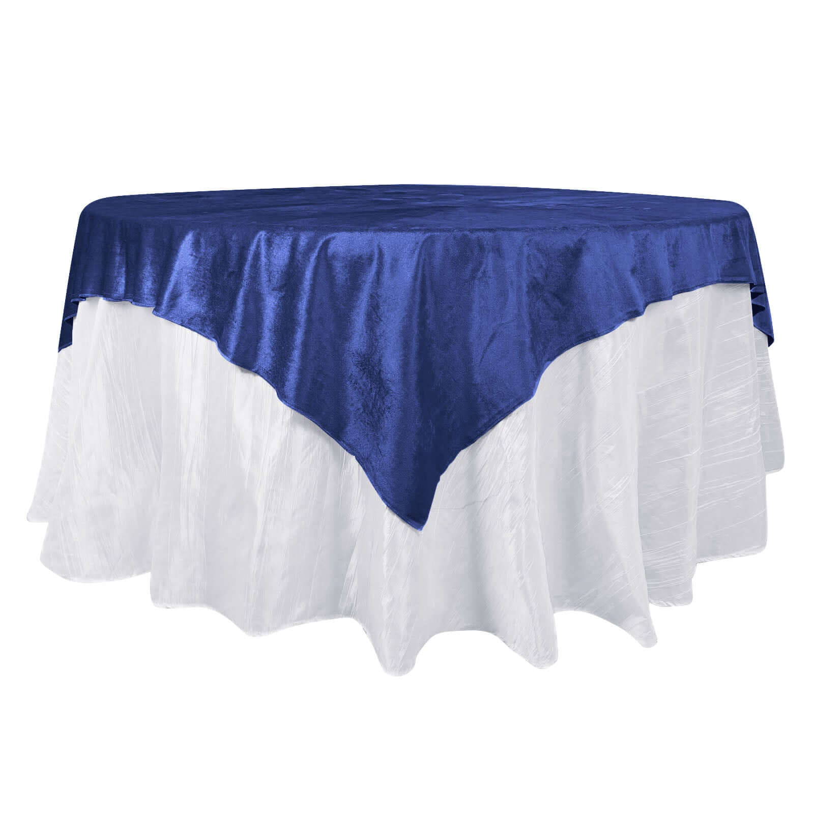 72x72 Royal Blue Premium Soft Velvet Table Overlay, Square Tablecloth Topper