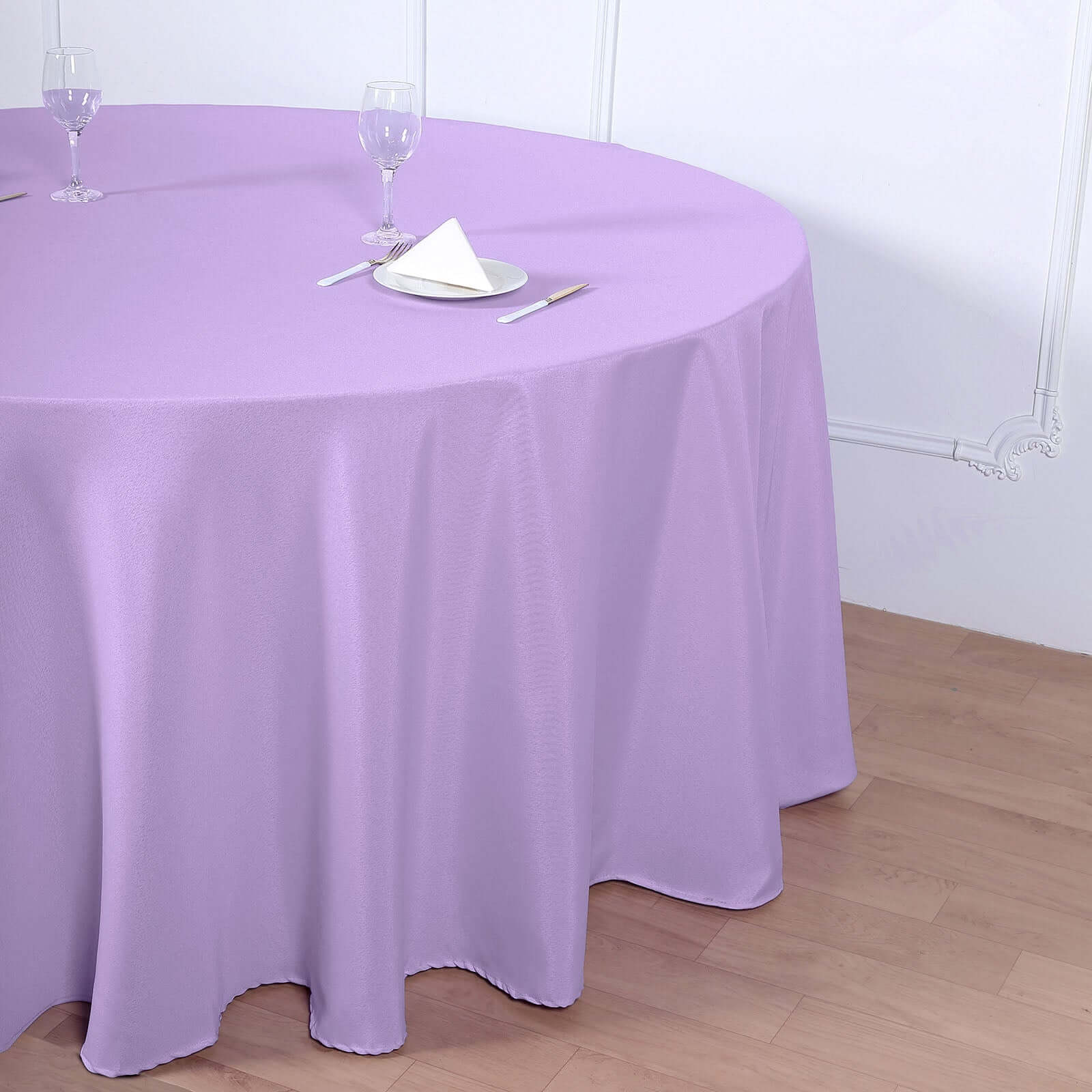 Polyester 120 Round Tablecloth Lavender Lilac - Seamless Wrinkle-Resistant Table Cover