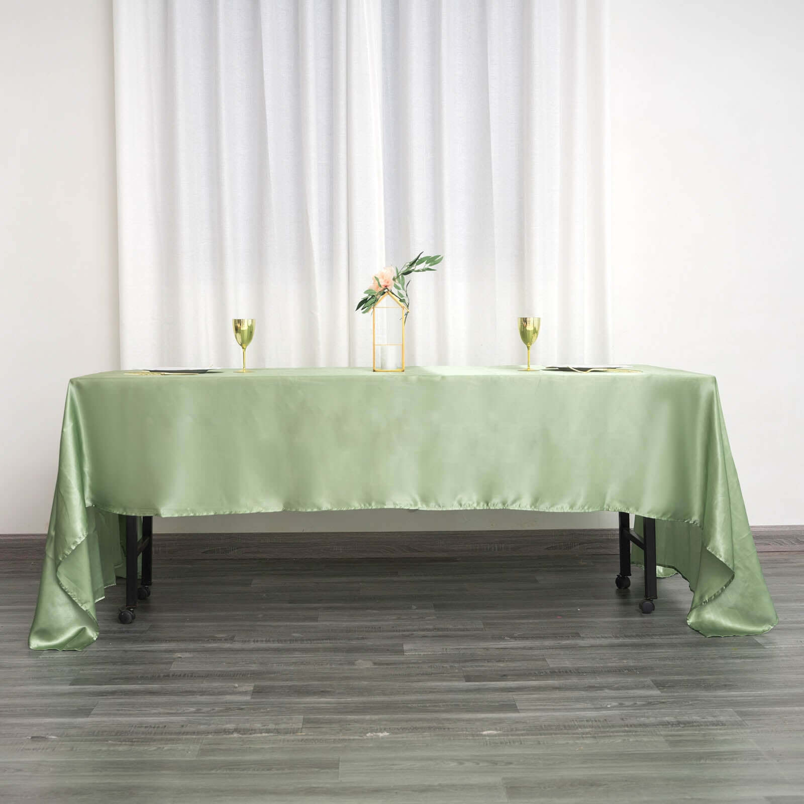 Satin Rectangular 60x126 Tablecloth Sage Green - Smooth and Lustrous Table Cover