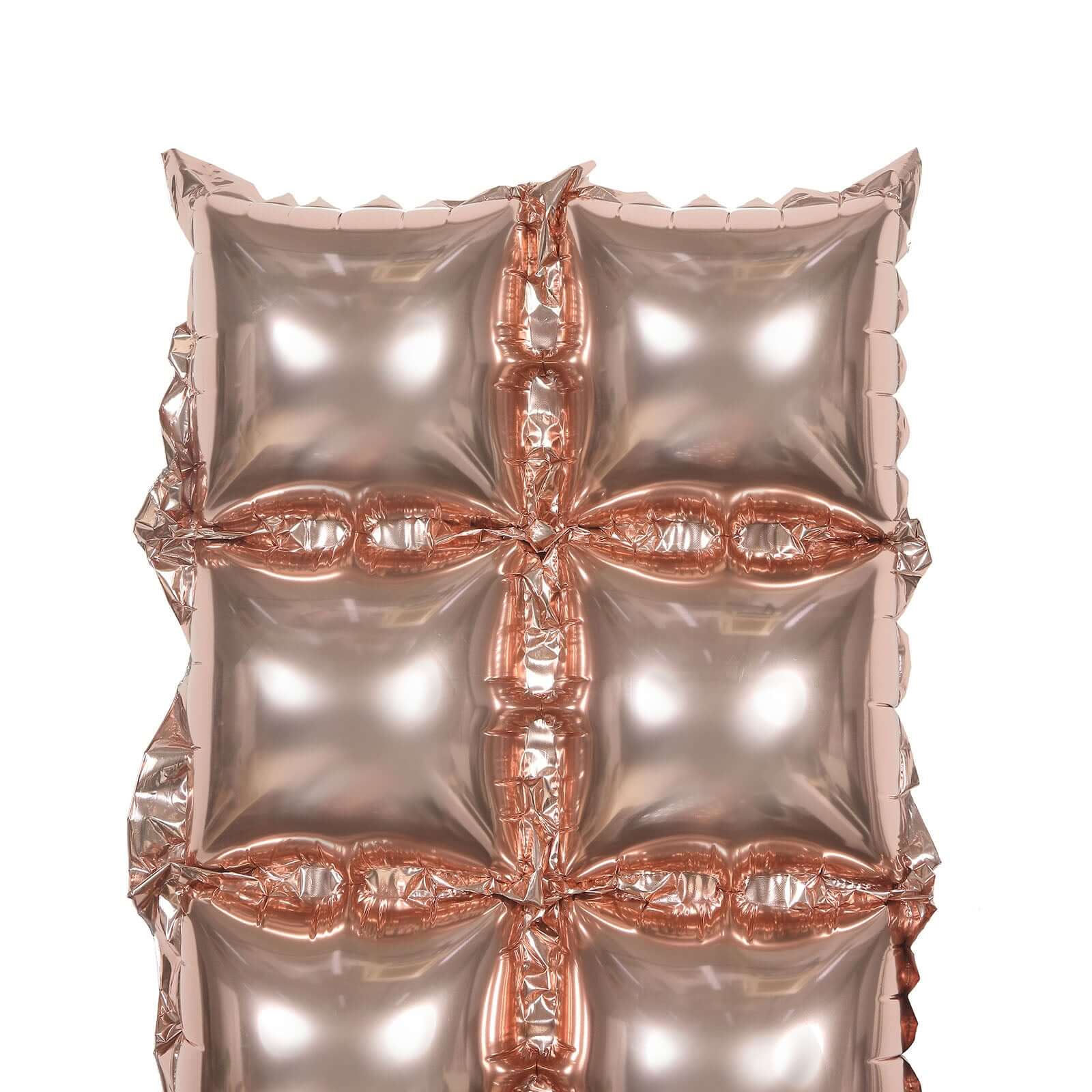 10 Pack Metallic Rose Gold Double Row Mylar Foil Balloon Wall, Square Diamond Design Balloon Backdrop - 43x11