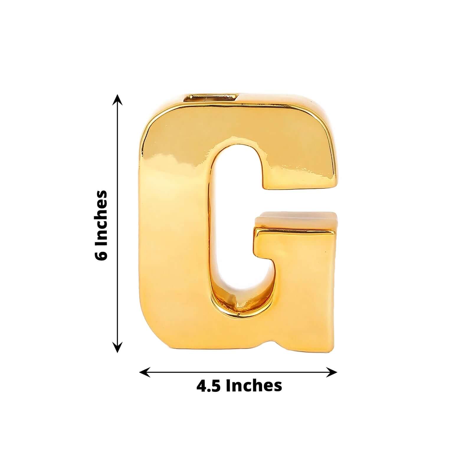 Shiny Ceramic Vase Letter G Gold Plated - Chic Bud Planter Pot for Events & Decor 6