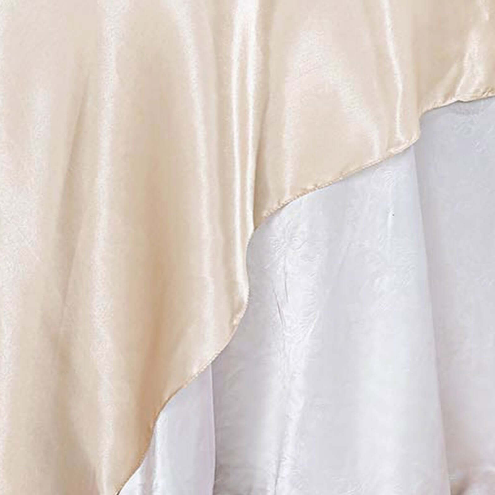 Satin 90x90 Table Overlay Square Tablecloth Beige - Smooth Finish Table Topper