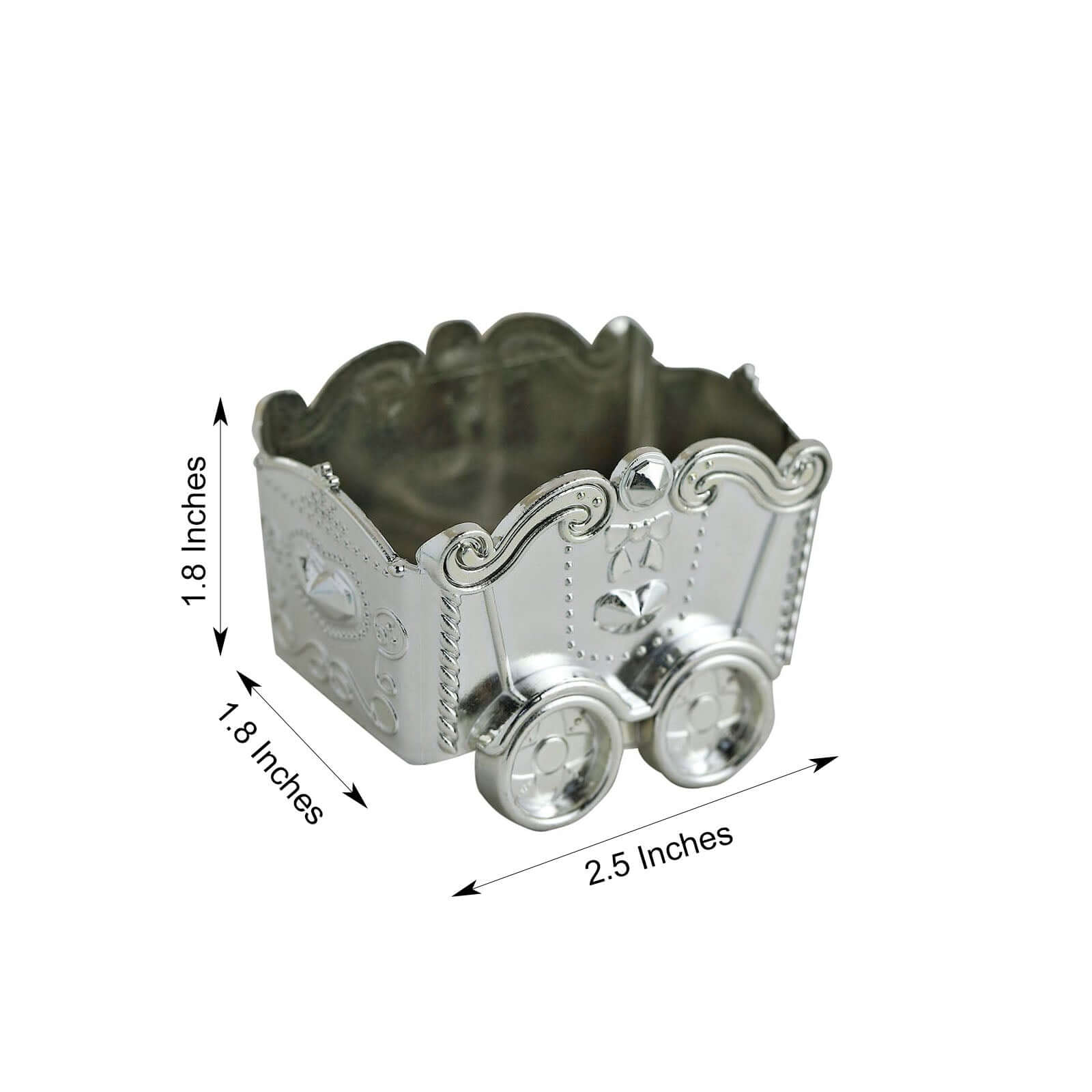 12 Pack 2.5 Silver Mini Chariot Treat Party Favor Boxes, Small Candy Container Gift Boxes