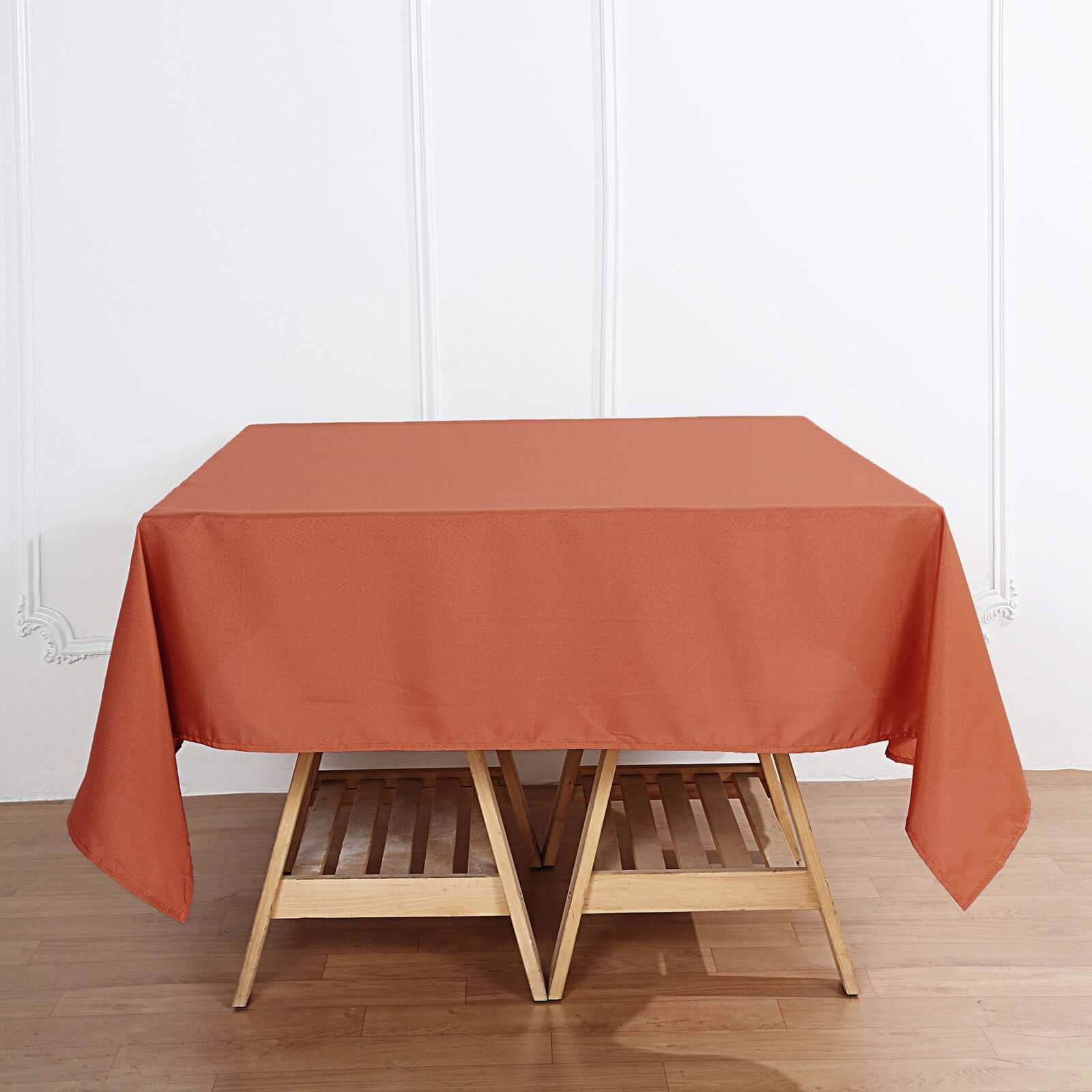 Polyester Square 70x70 Tablecloth Terracotta (Rust) - Wrinkle-Resistant & Durable Table Cover