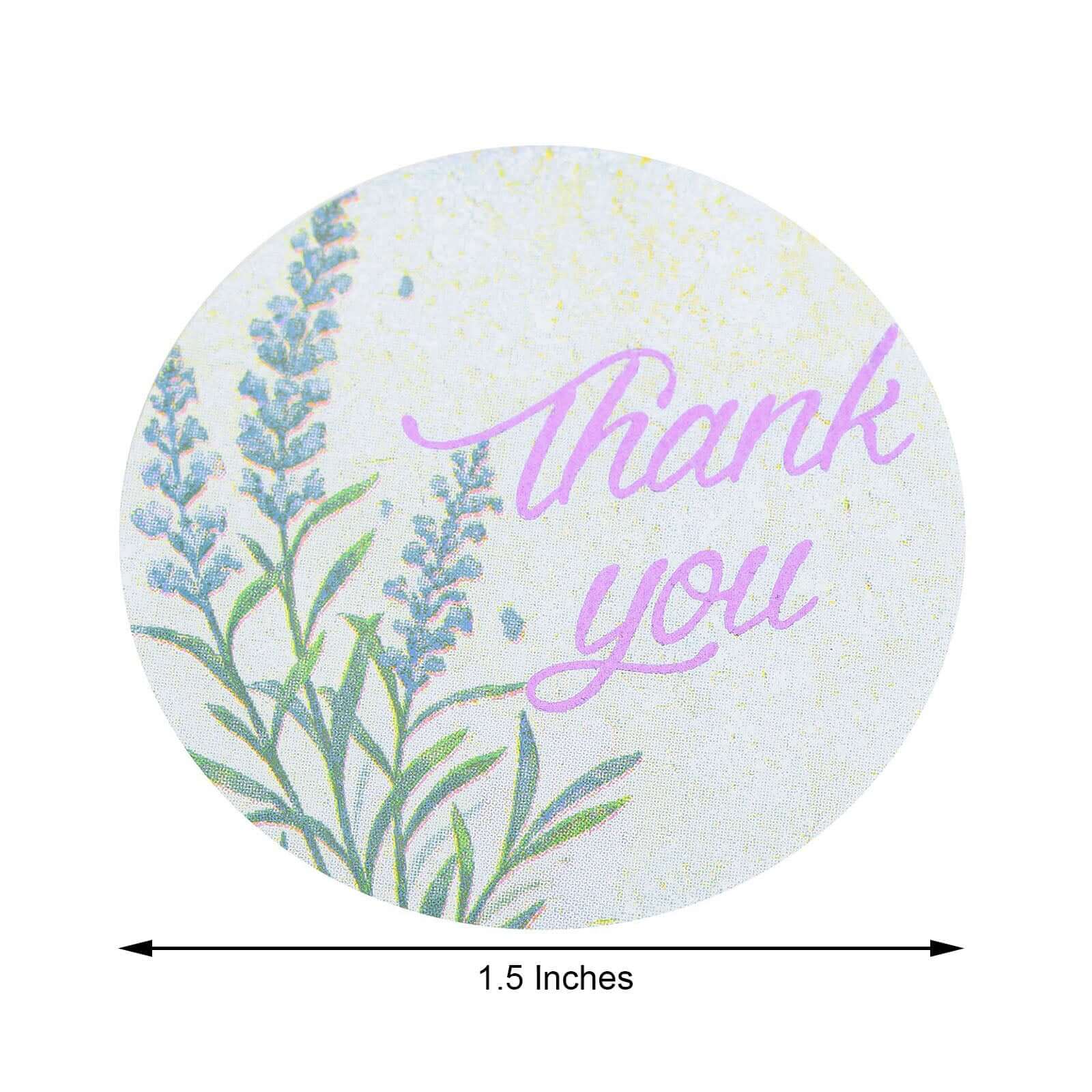 500Pcs 1.5 Thank You Purple Lavender Print Stickers Roll, Labels For DIY Envelope Seals - Round