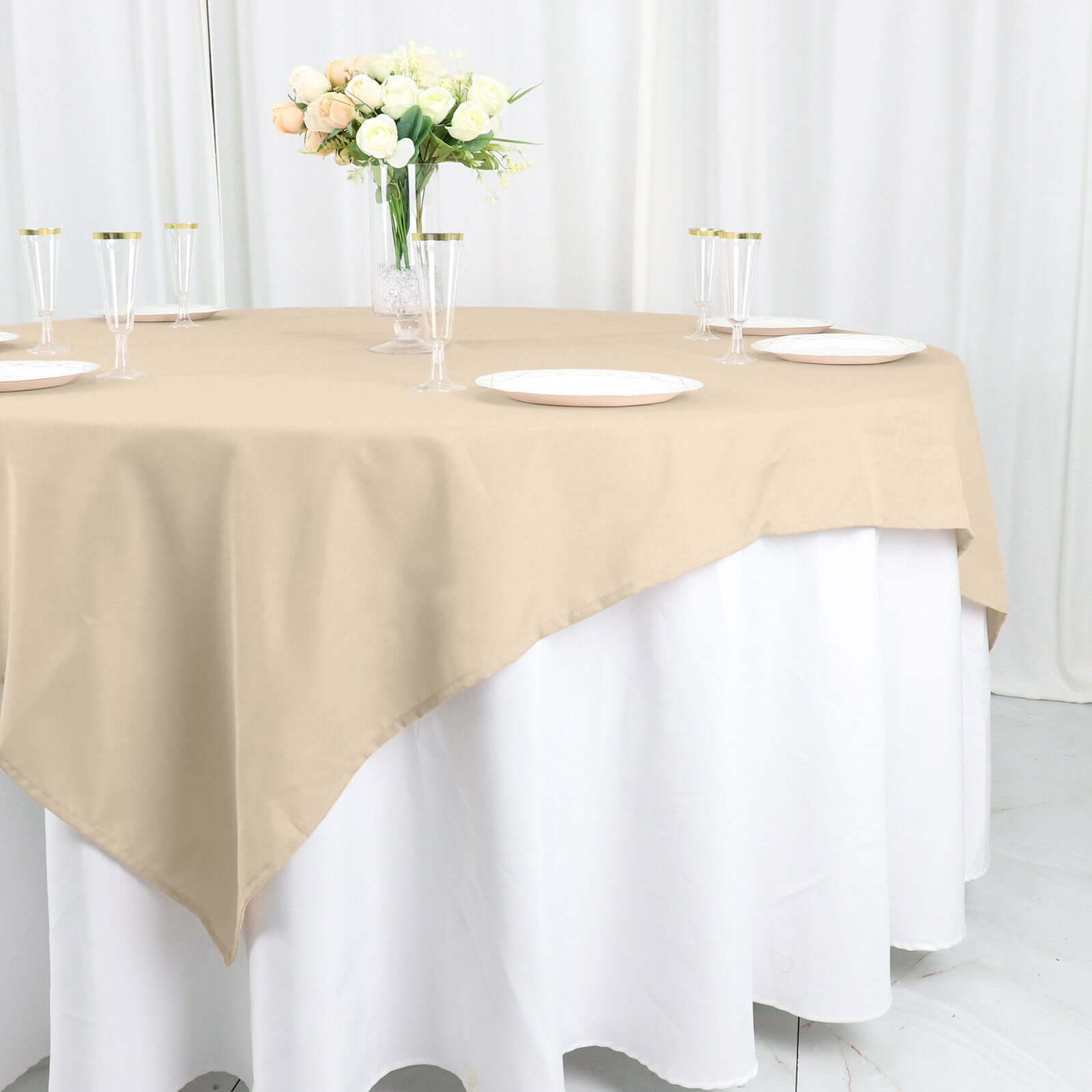 Polyester 70x70 Table Overlay Square Tablecloth - Wrinkle-Resistant & Durable Table Cover