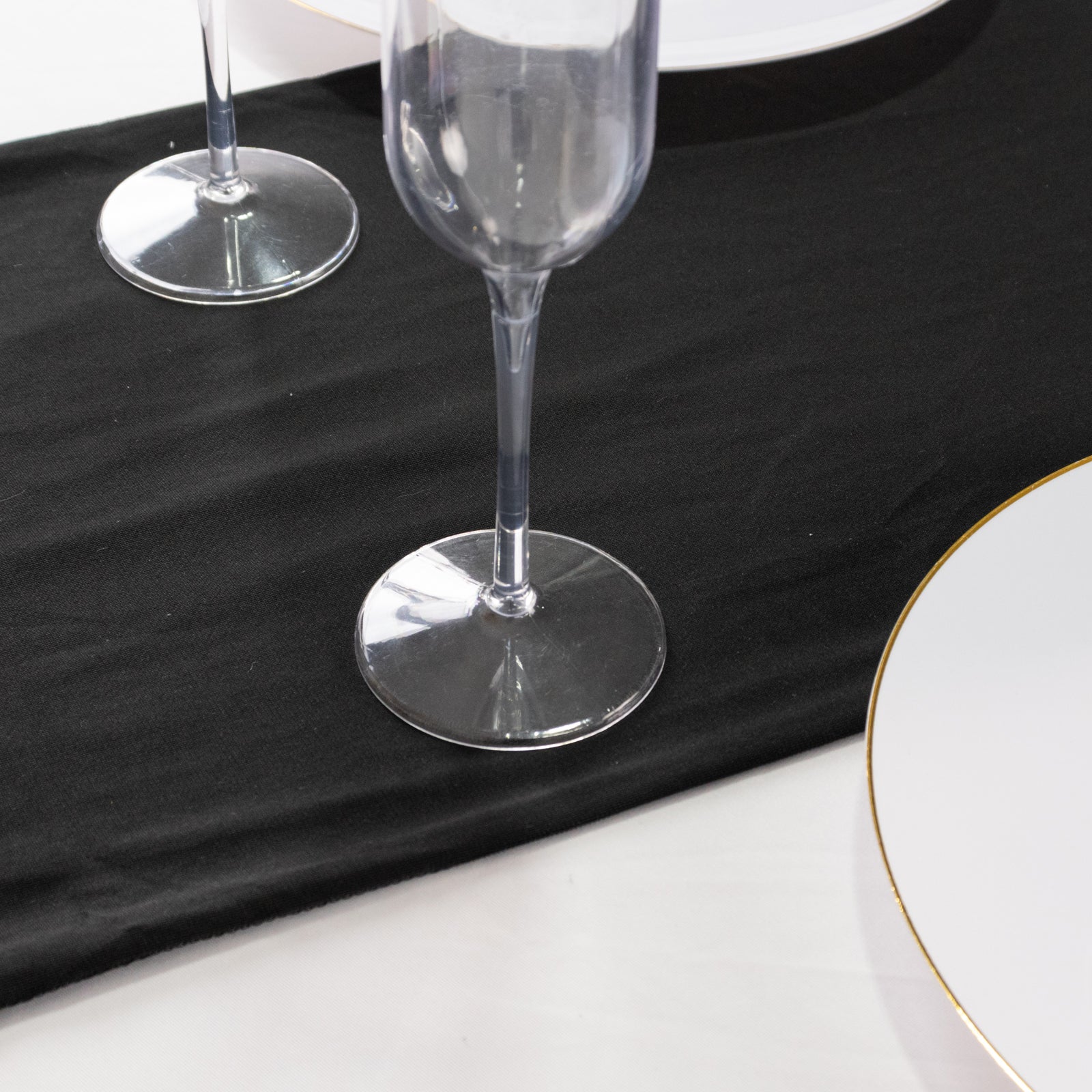 Premium Scuba Polyester 12x108 Table Runner Black - Wrinkle-Free Table Linen for Events & Weddings