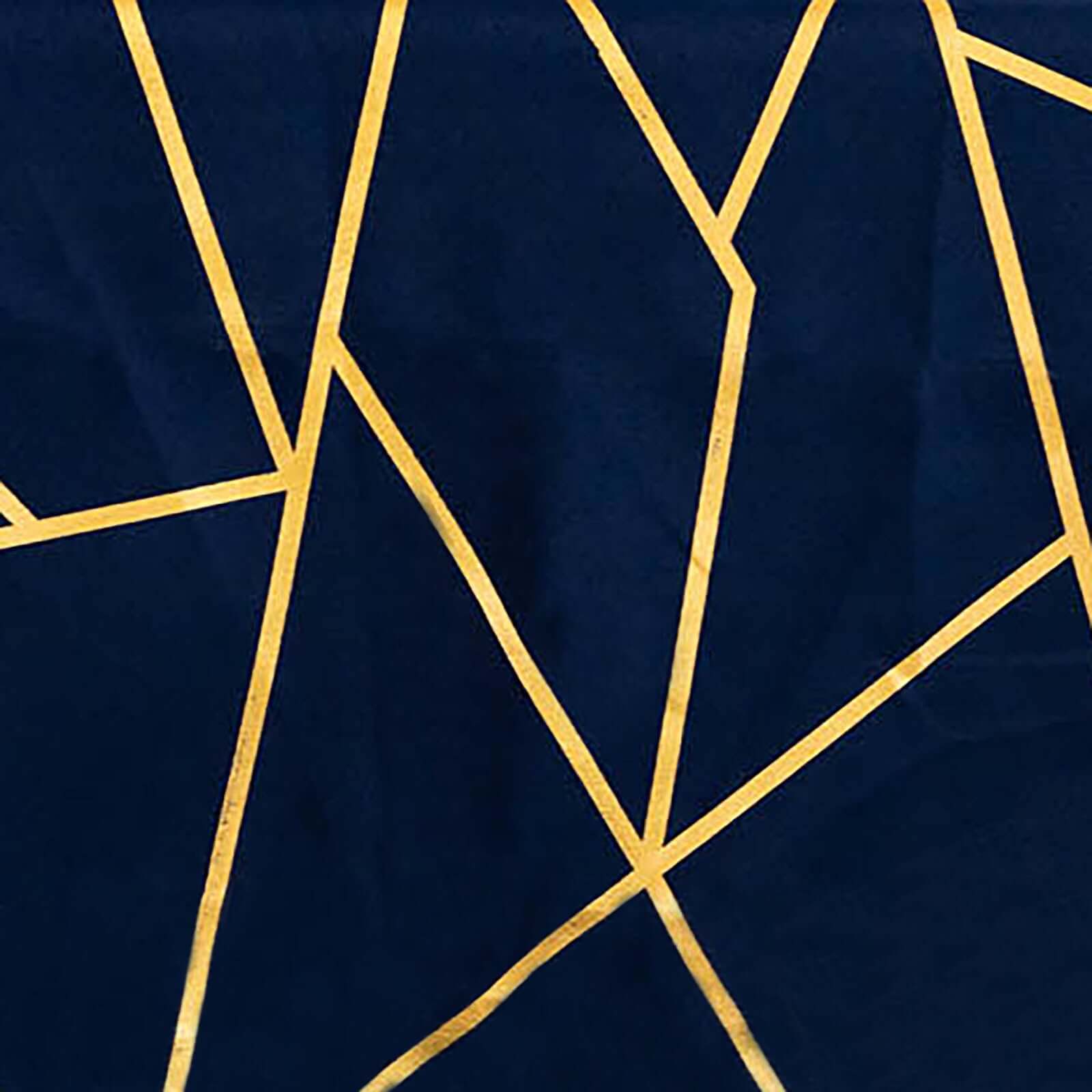 Polyester 60x102 Rectangle Tablecloth Navy Blue with Gold Foil Geometric Pattern - Wrinkle-Resistant & Durable Table Cover