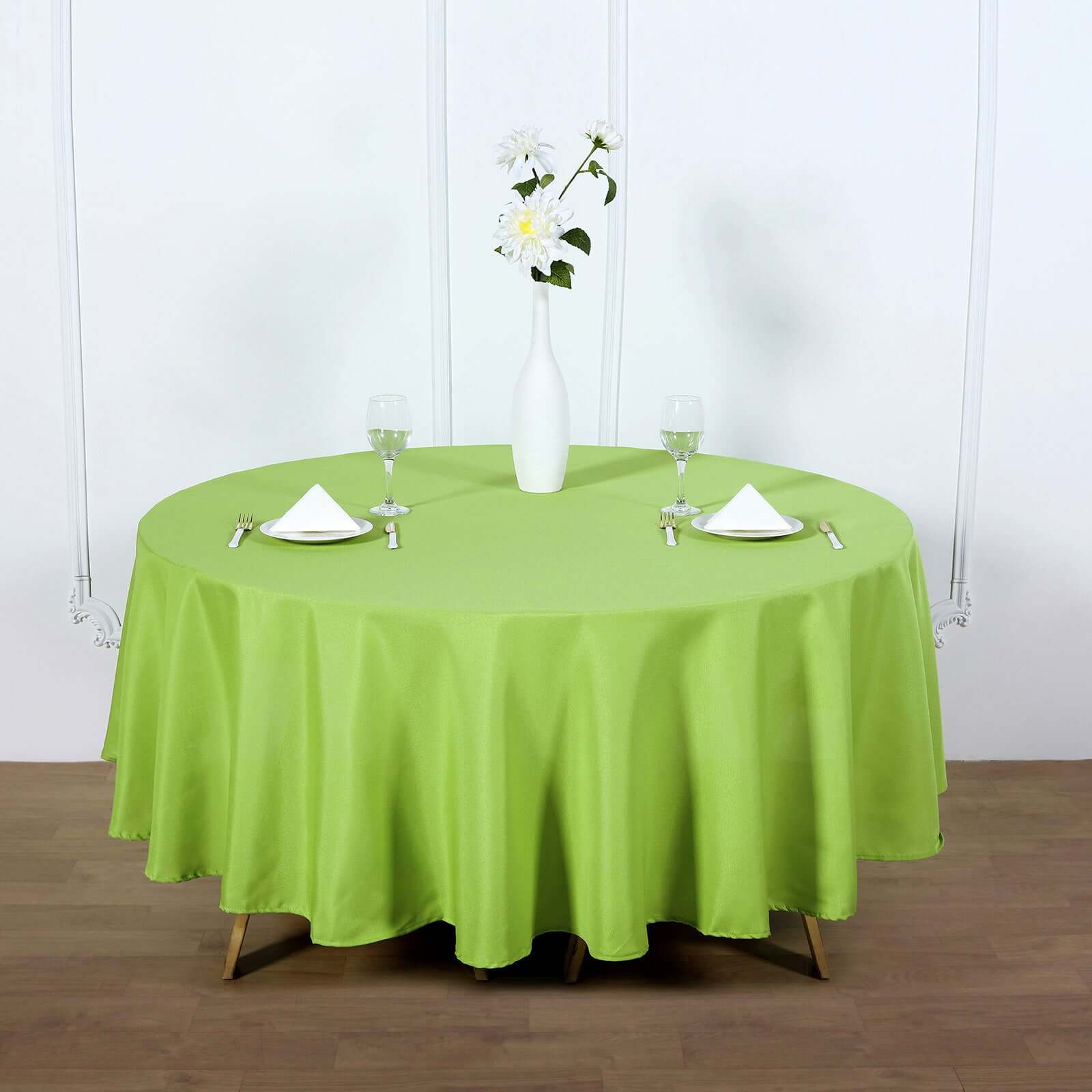 Polyester 90 Round Tablecloth Apple Green - Stain & Wrinkle-Resistant Table Cover