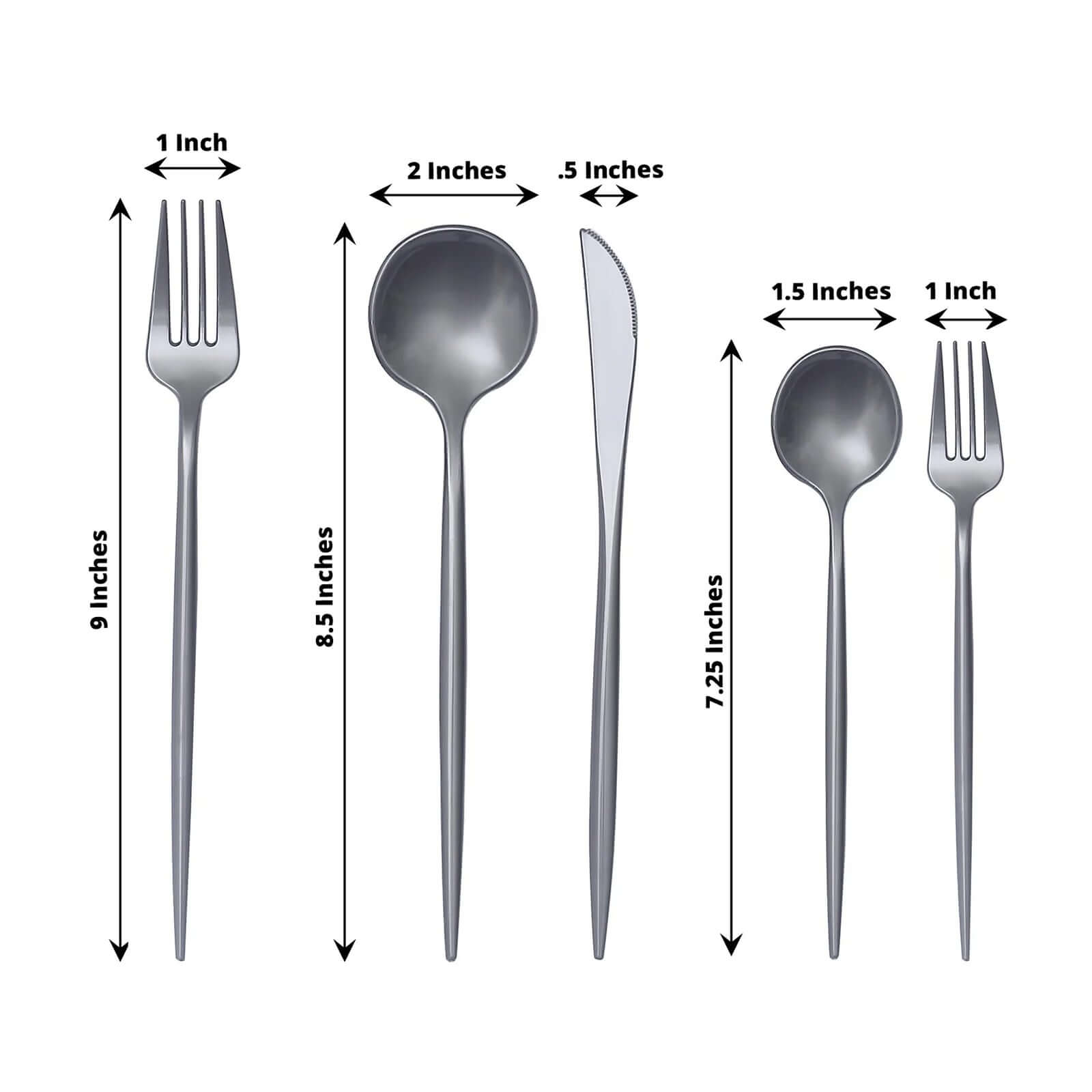 50 Pack Heavy Duty Plastic Utensil Set in Silver, Disposable Dinner and Dessert Cutlery Combo Set