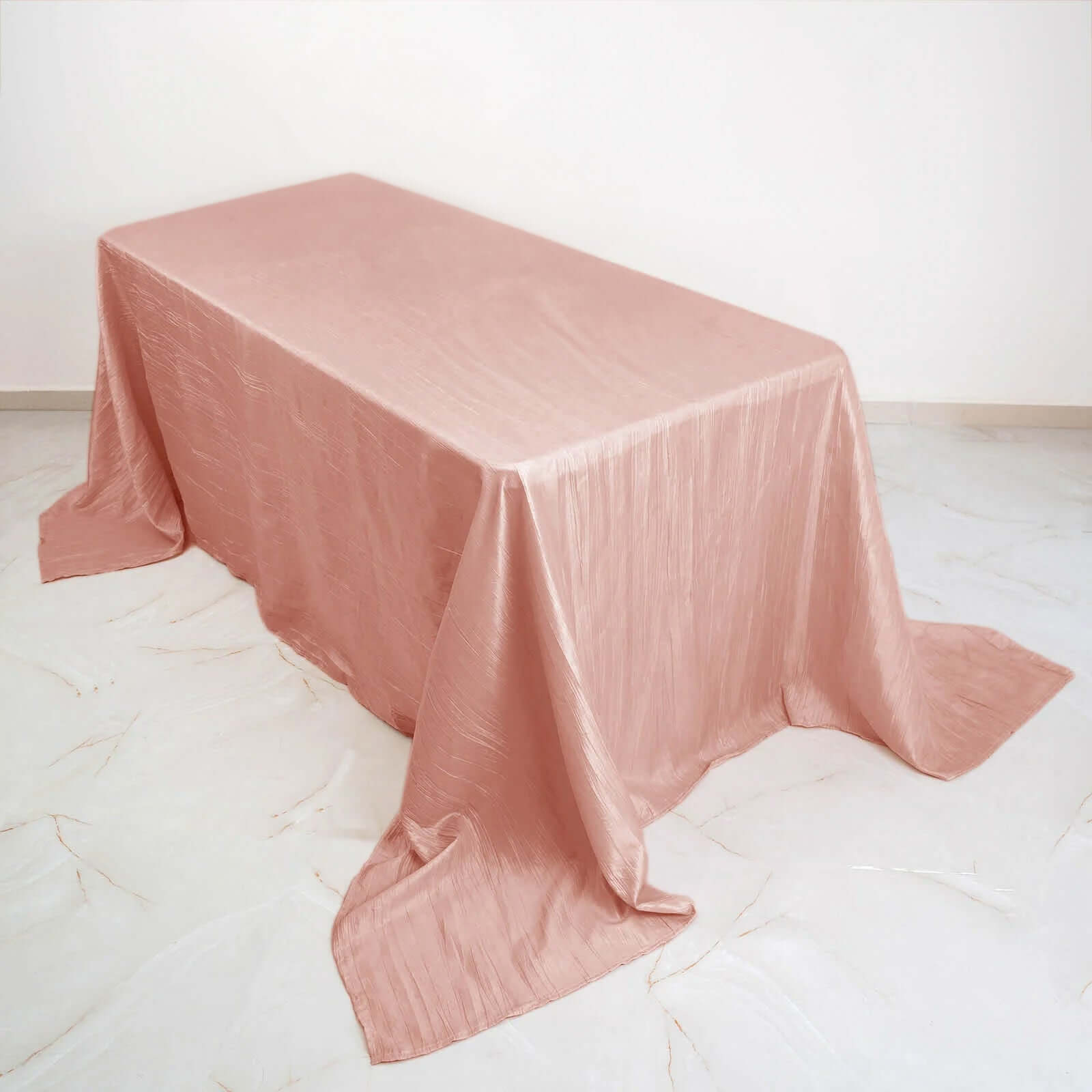 Taffeta 90x132 Rectangle Tablecloth Dusty Rose - Seamless Accordion Crinkle Table Cover