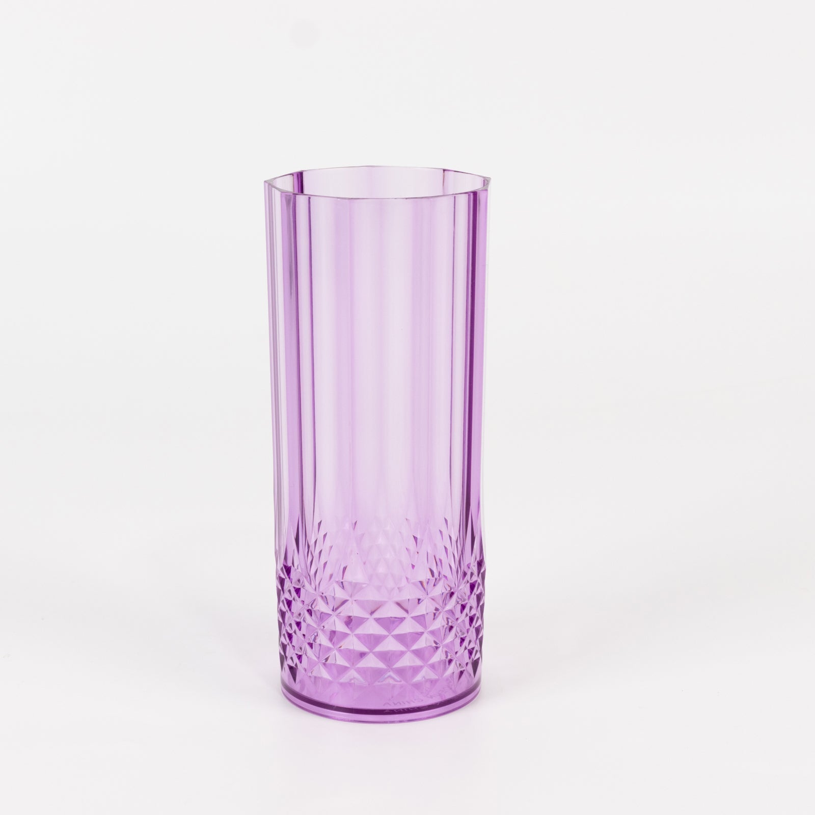 6-Pack Plastic Cocktail Tumblers Purple Transparent Crystal Cut Style - Shatterproof Highball Glasses 14oz