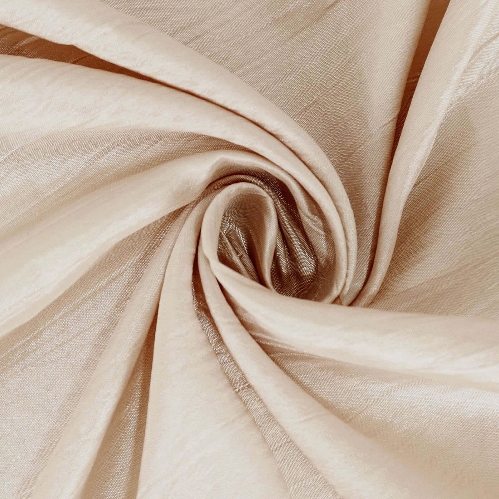 Taffeta 132 Round Tablecloth Beige - Seamless Accordion Crinkle Table Cover