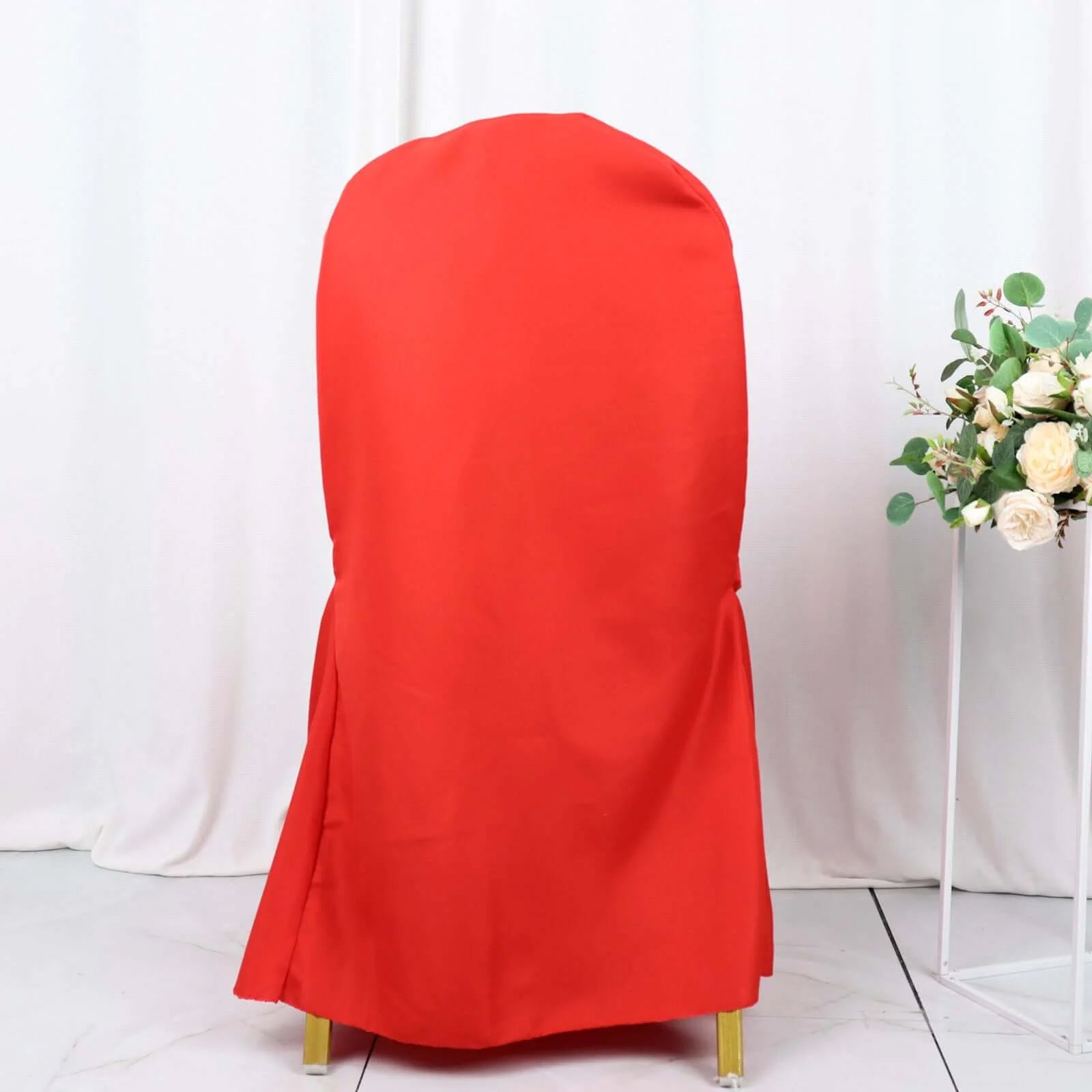 10 Pack Polyester Chair Cover for Banquet Chairs Red - Stain-Resistant Reusable Slip-On Slipcover