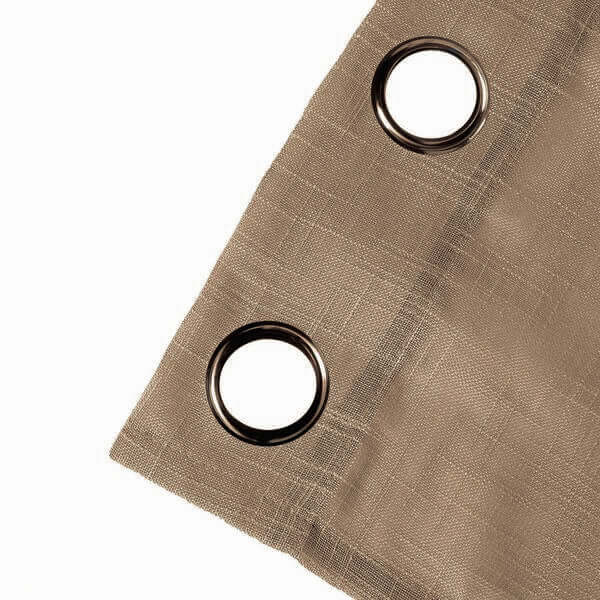 2 Pack Handmade Taupe Faux Linen Curtains 52x84, Curtain Panels With Chrome Grommets