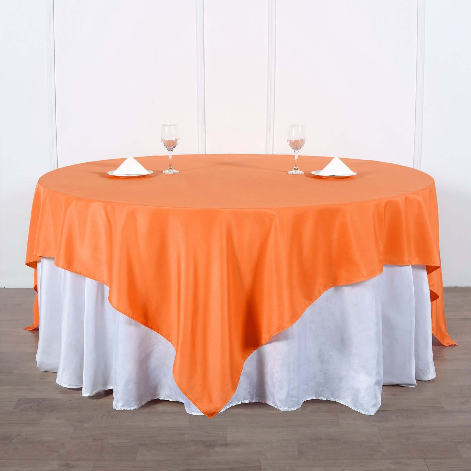 Polyester 90x90 Table Overlay Square Tablecloth Orange - Wrinkle-Resistant & Durable Table Cover