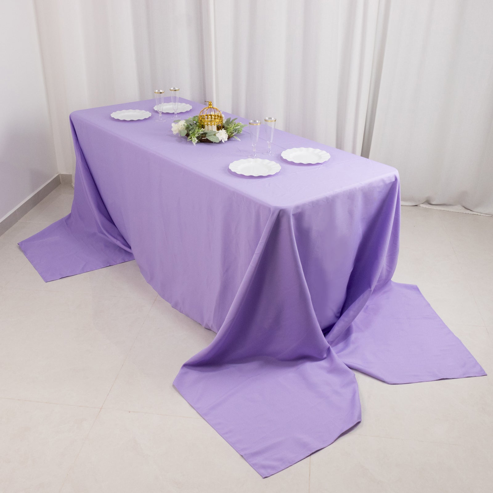 Premium Polyester 90x156 Rectangle Tablecloth Lavender Lilac - Seamless 220GSM Stain-Resistant Table Cover