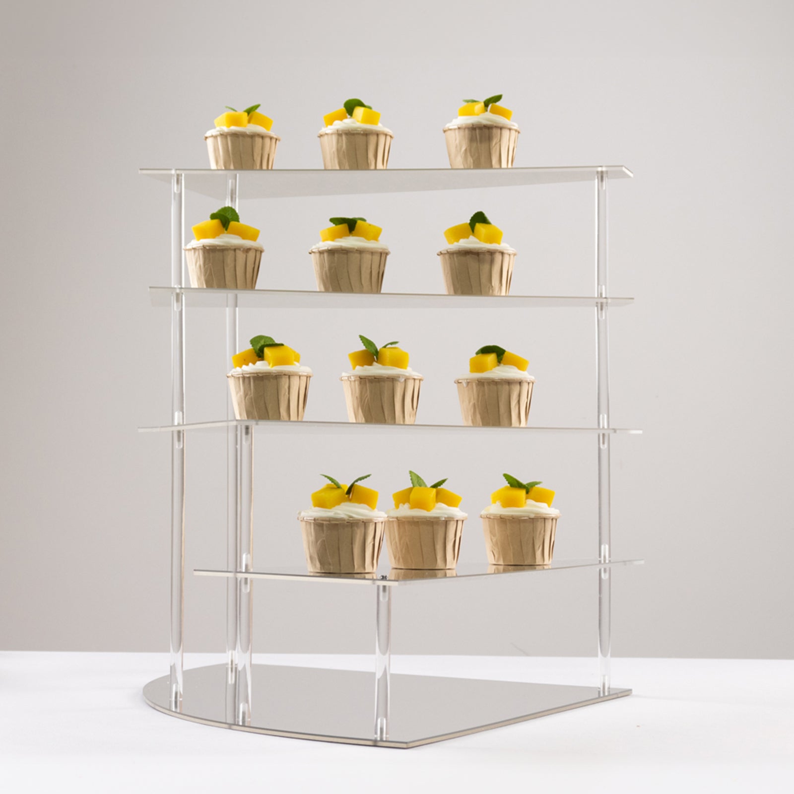 4-Tier Acrylic Cupcake Display Stand Silver Spiral Stairway Design - Stylish Reusable Multi Level Serving Tray Organizer Shelf Riser for Dessert Perfume Retail Jewelry & Collectibles 17