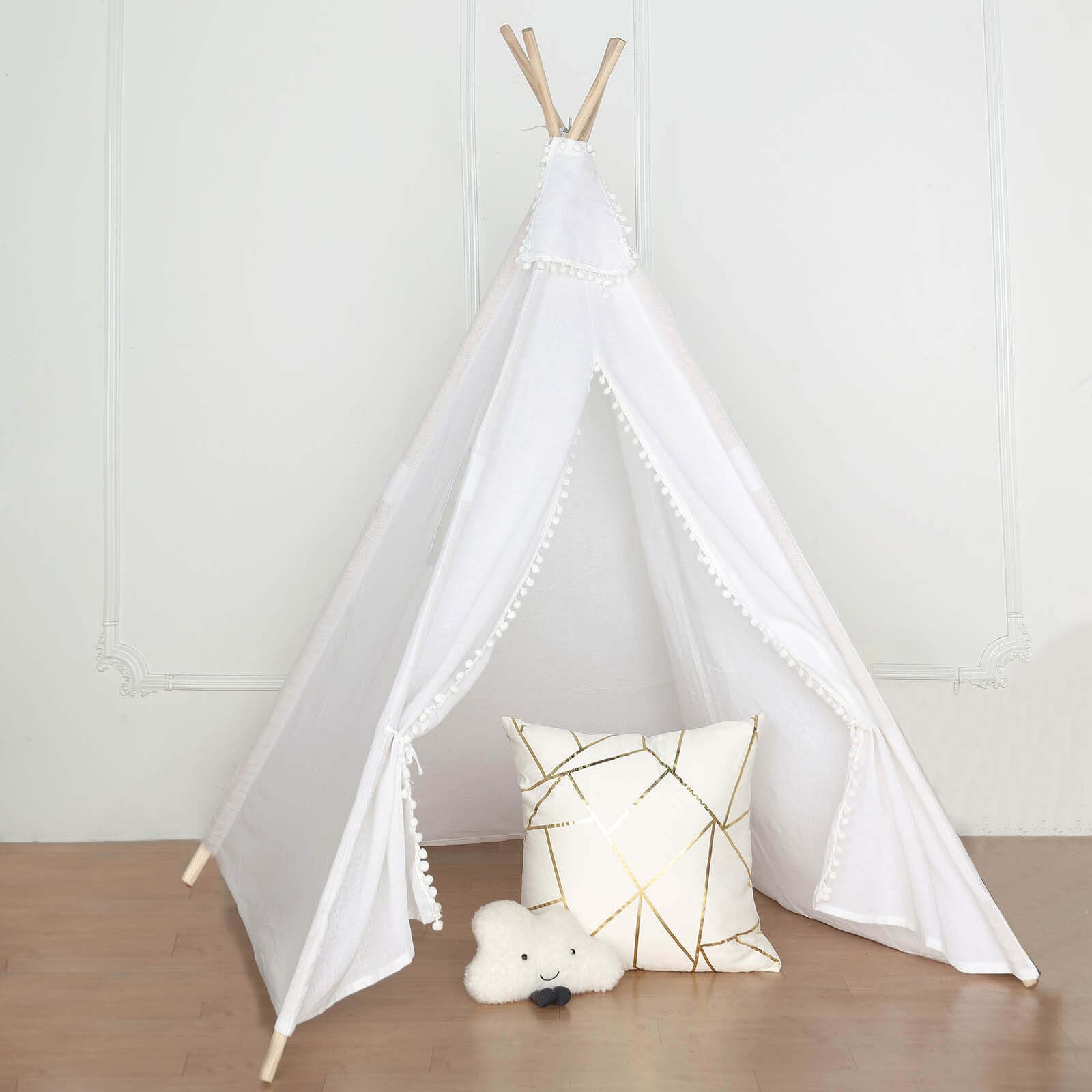 5ft Kids Linen Teepee Play Tent, Toddler Indoor Outdoor Playhouse With Window