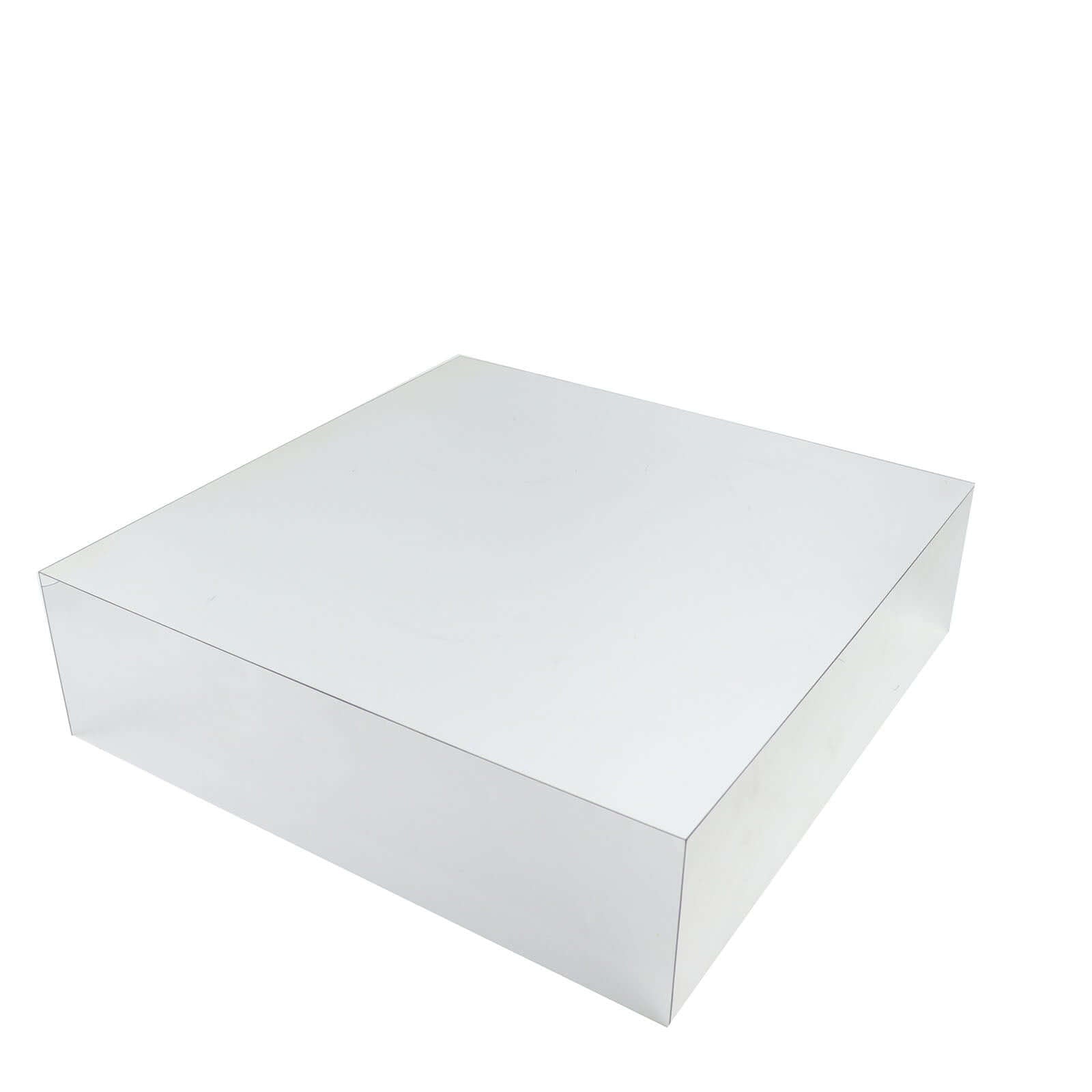 Acrylic Cake Box Stand Pedestal Riser Mirror Finish Silver - Decorative Display for Weddings 18x18