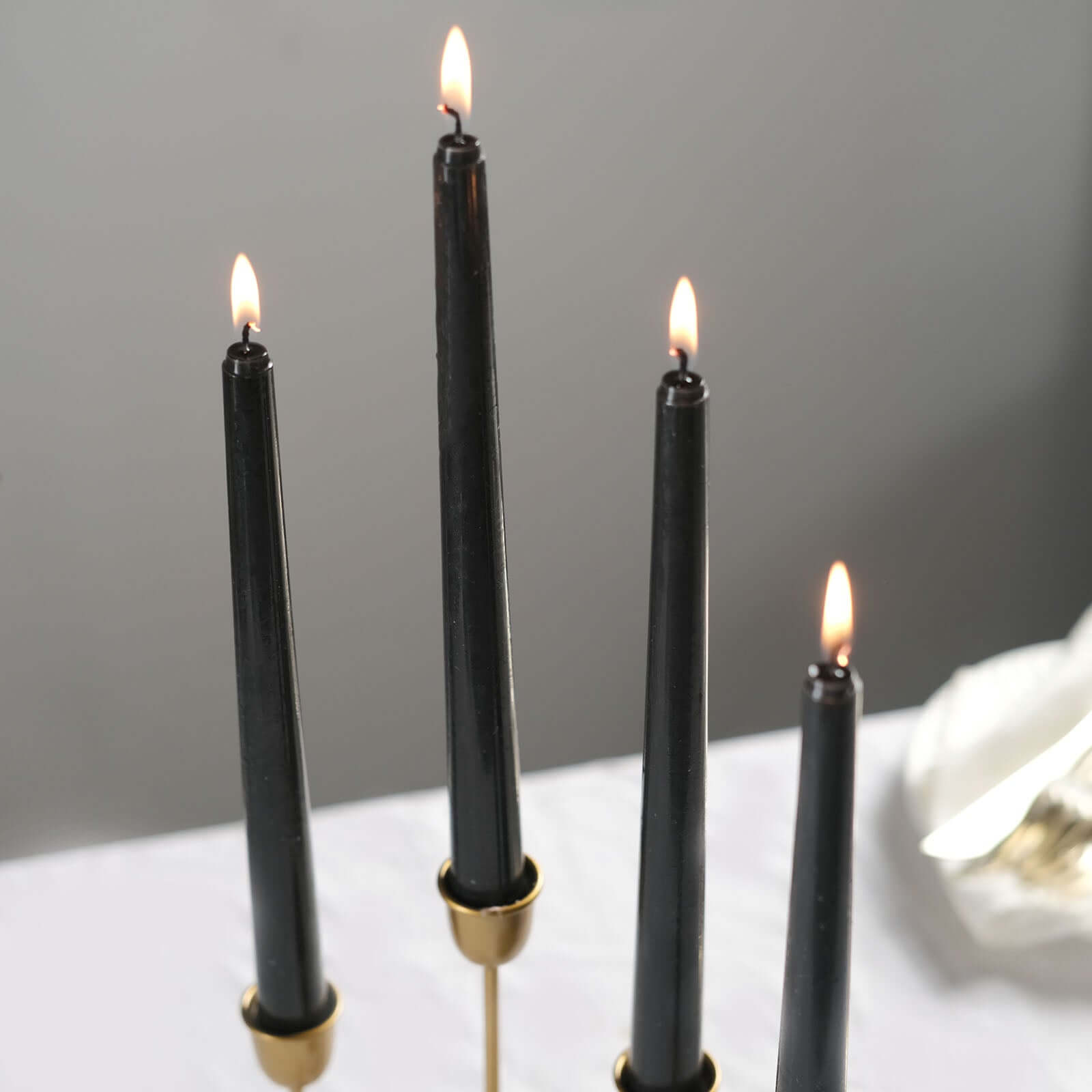 12-Pack Taper Candles Premium Wax Design Black - Unscented Candles for Upscale Settings 10