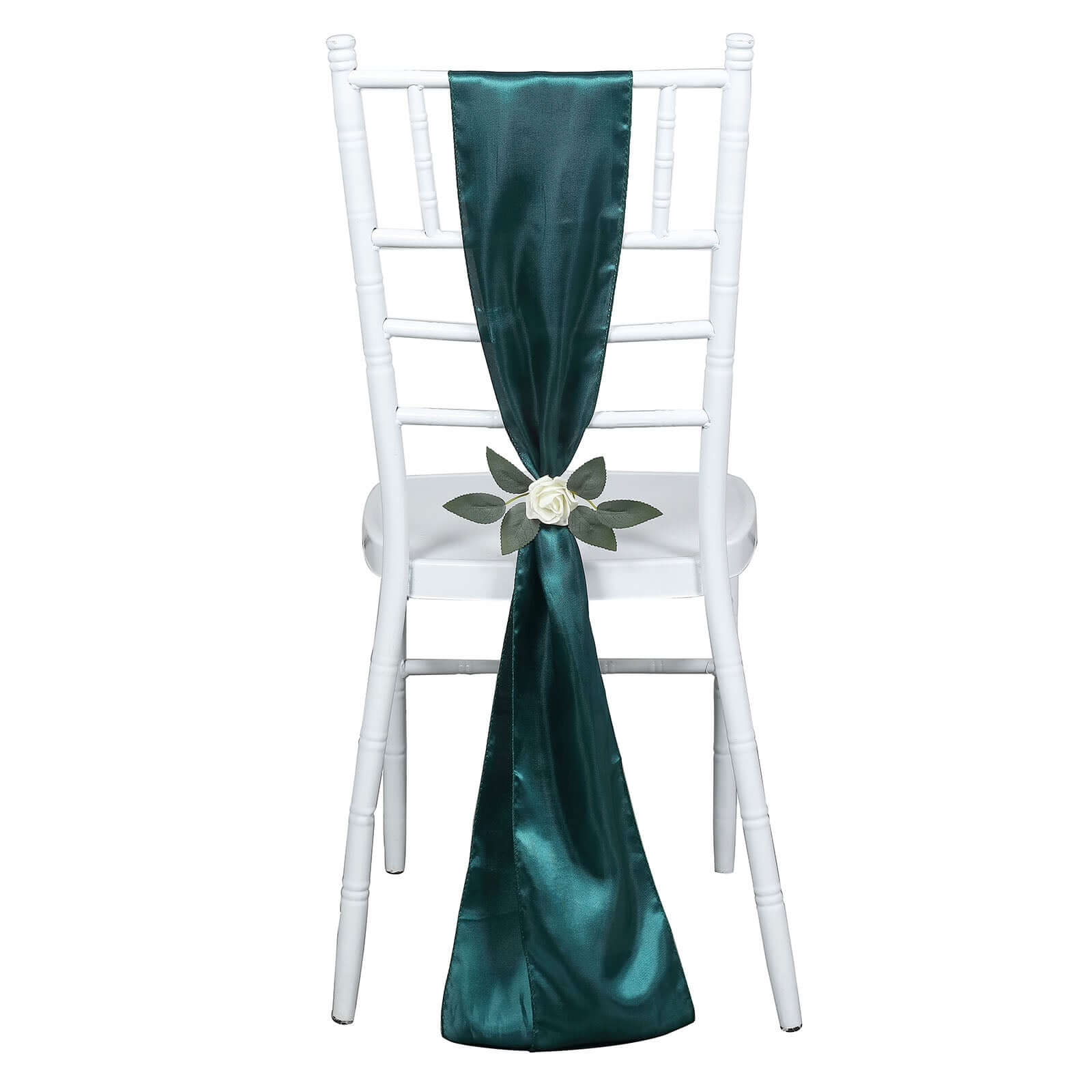 5 Pack Satin Chair Sashes Peacock Teal - Durable Chair Bows with Shiny Finish 6x106