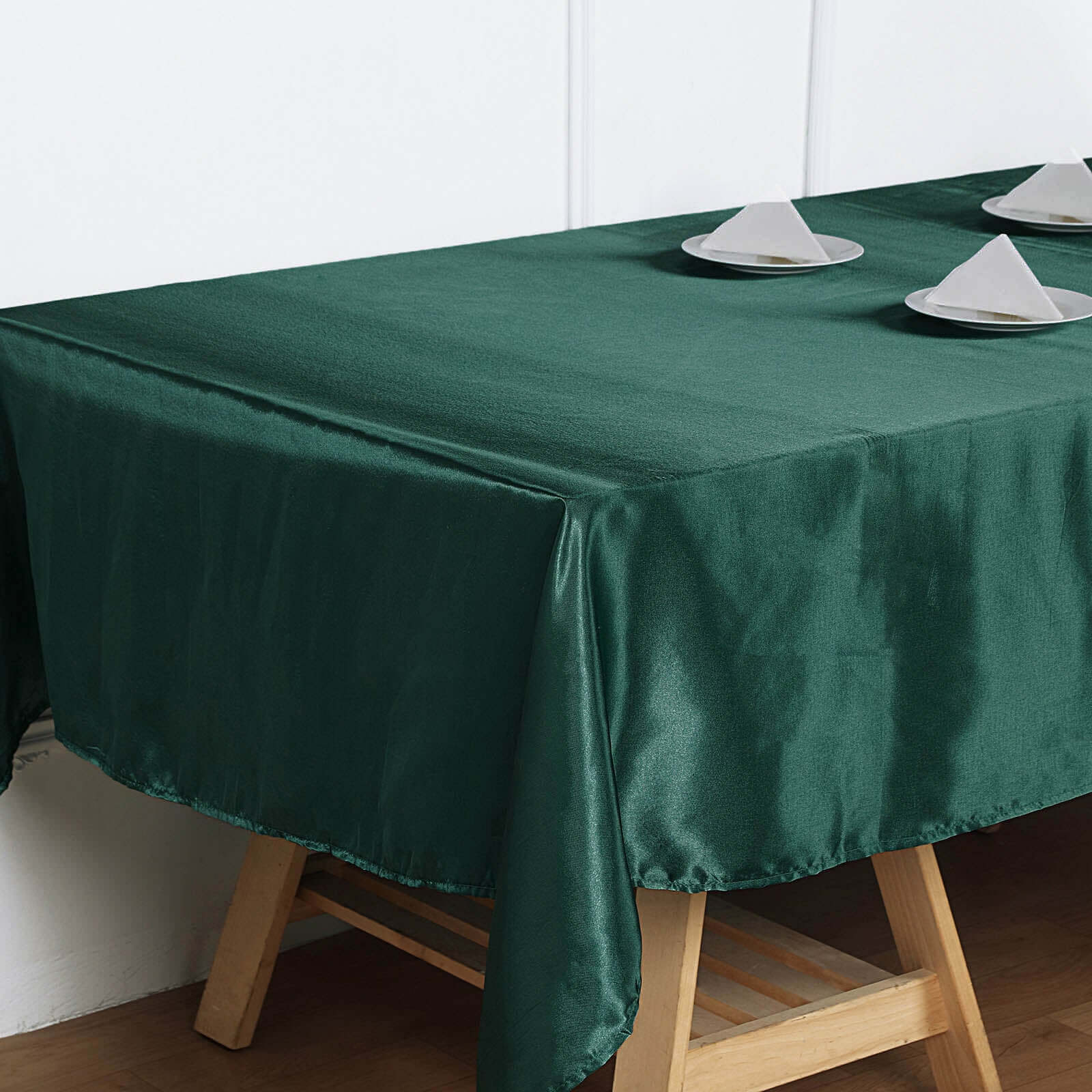 Satin Rectangular 60x102 Tablecloth Hunter Emerald Green - Smooth and Lustrous Table Cover