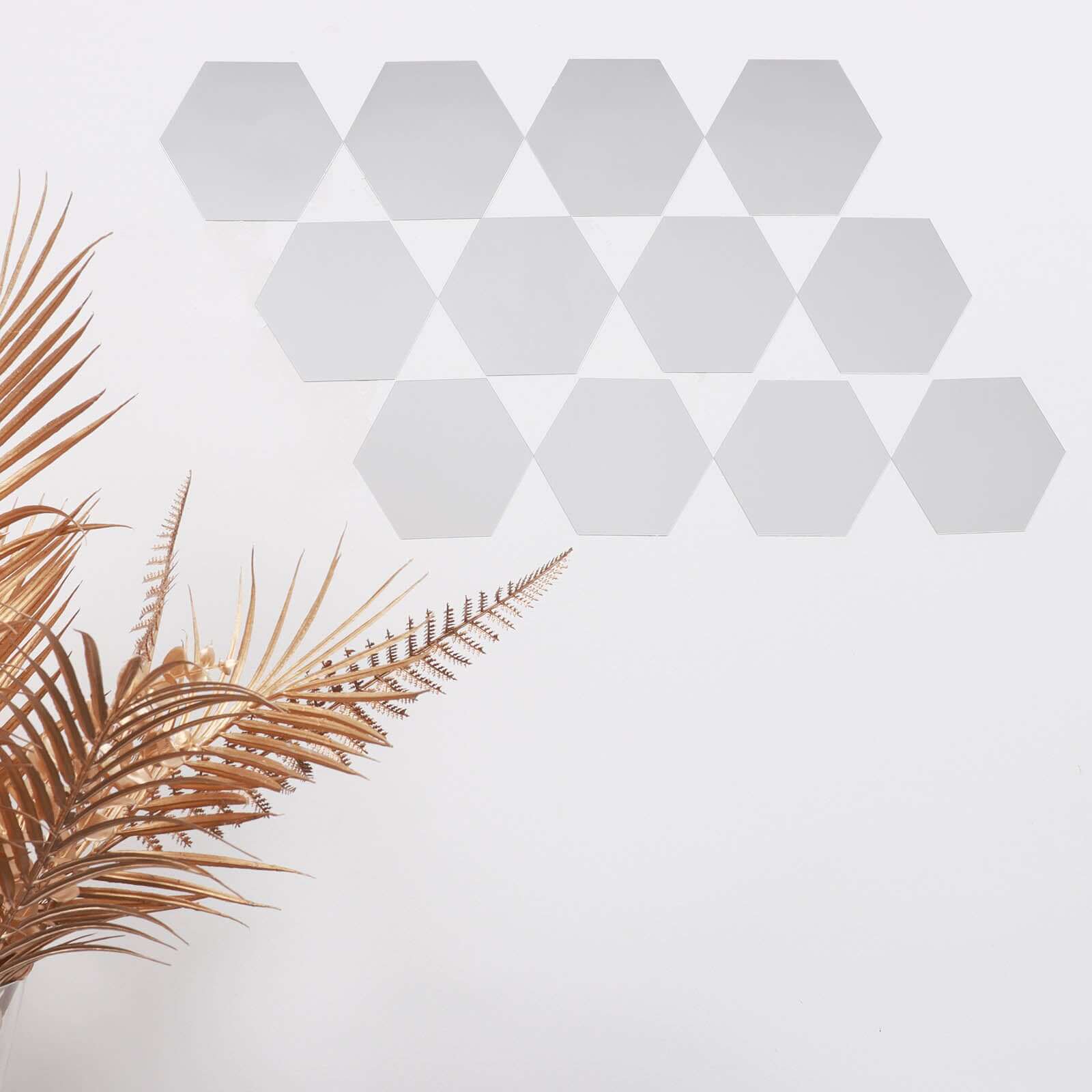 12 Pack Hexagon Acrylic Mirror Wall Stickers, 7 Removable Wall Decals For Home Decor