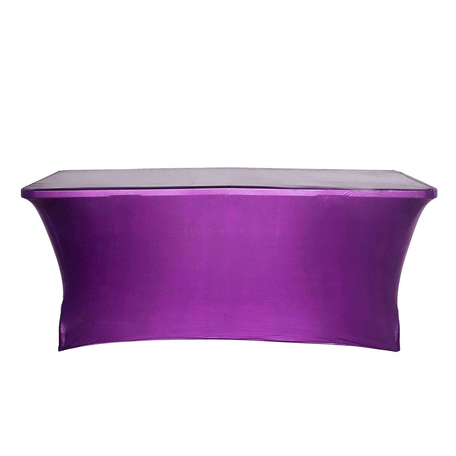 Metallic Purple Stretch Spandex Rectangle Tablecloth 6ft Wrinkle Free Fitted Table Cover for 72x30 Tables