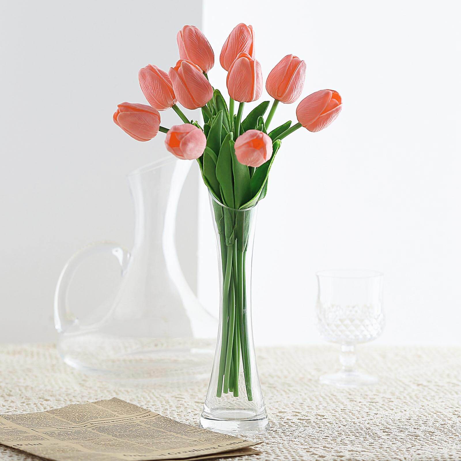 10 Stems 13 Coral Real Touch Artificial Foam Tulip Flower Bouquets