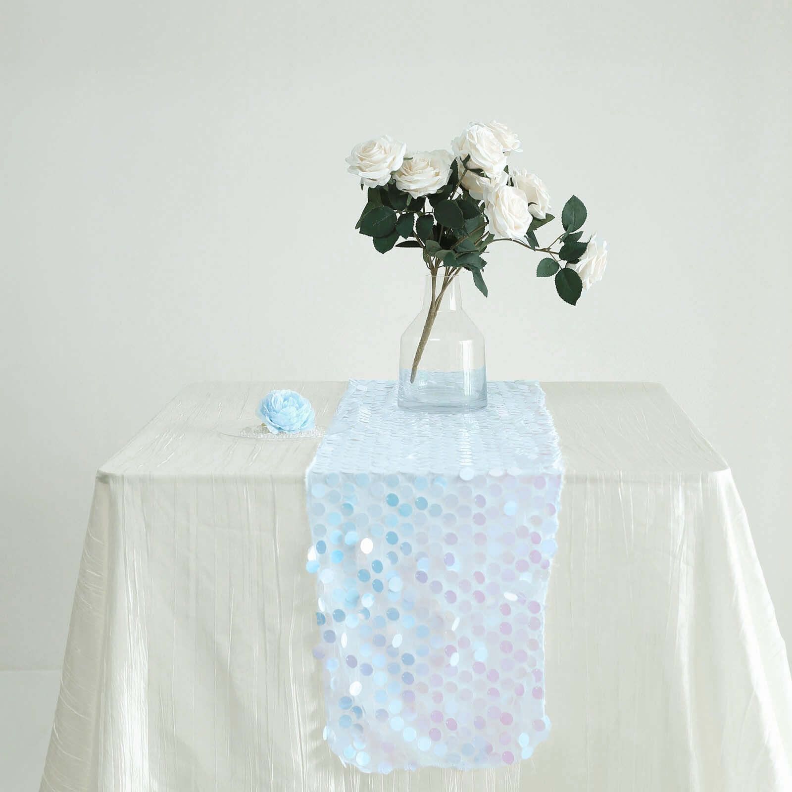 Big Payette Sequin 13x108 Table Runner Iridescent Blue - Dazzling Design