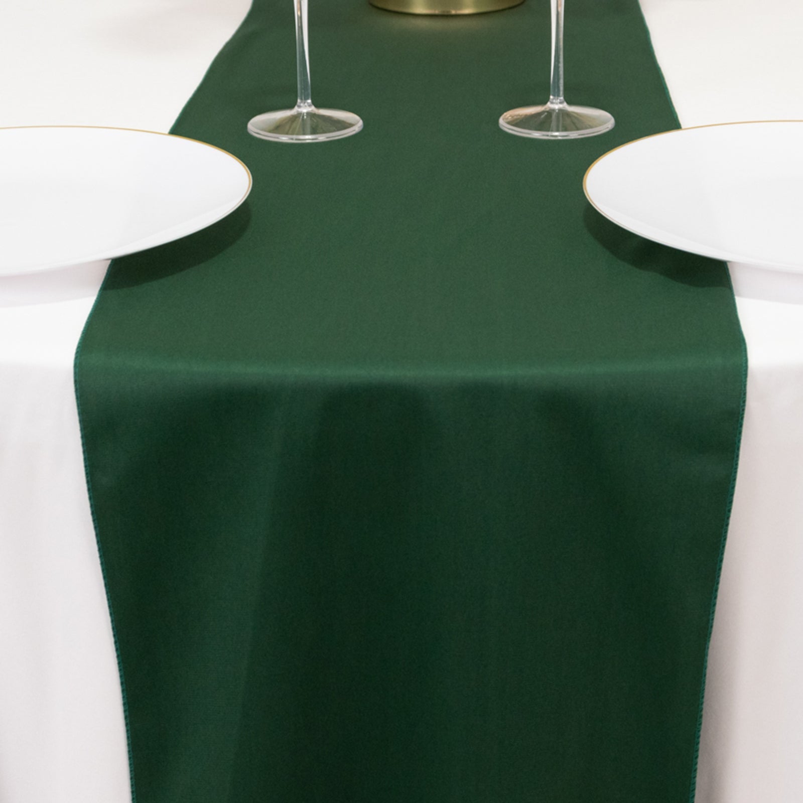 Premium Scuba Polyester 12x108 Table Runner Hunter Emerald Green - Wrinkle-Free Table Linen