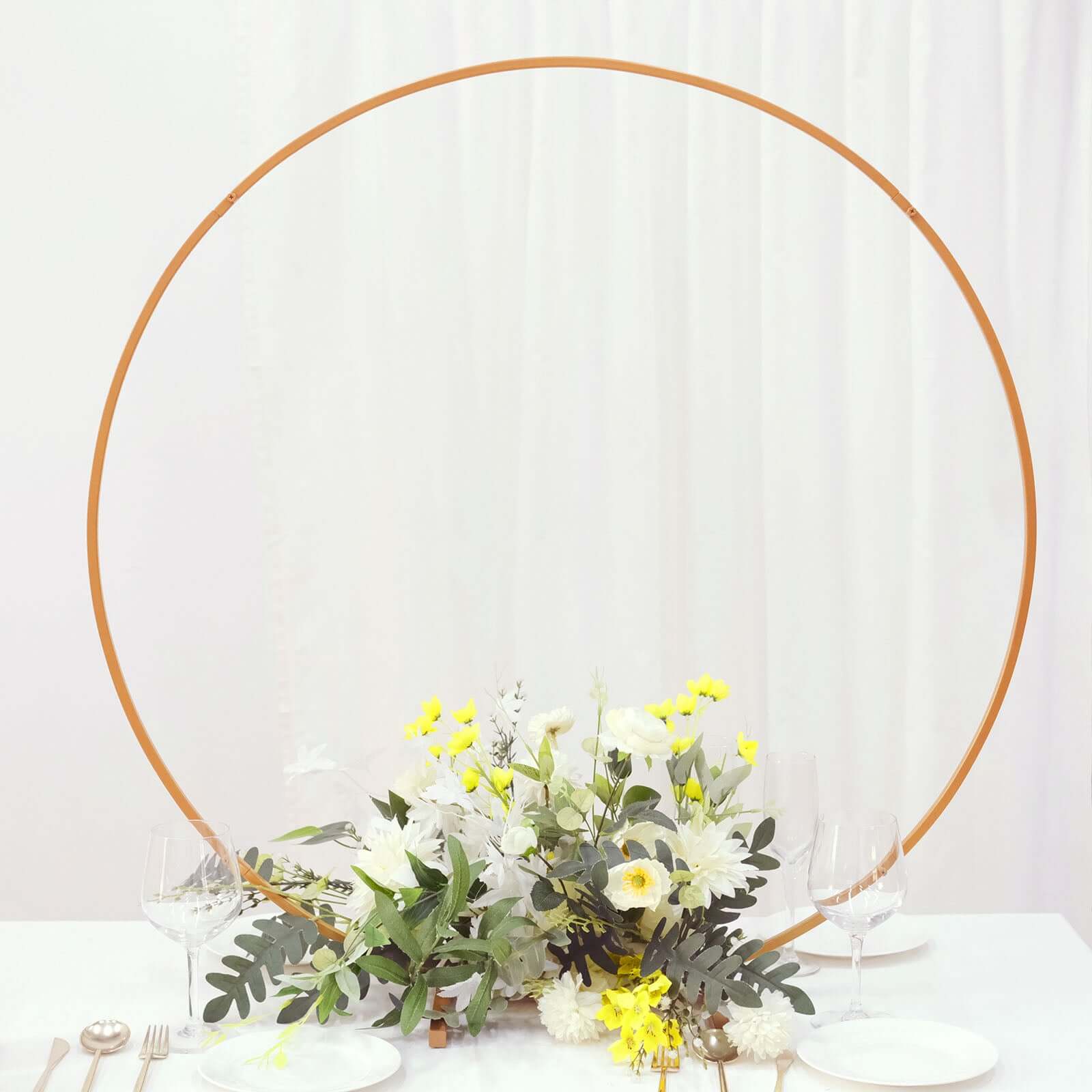 36 Gold Metal Round Hoop Wedding Centerpiece, Self Standing Table Floral Wreath Frame